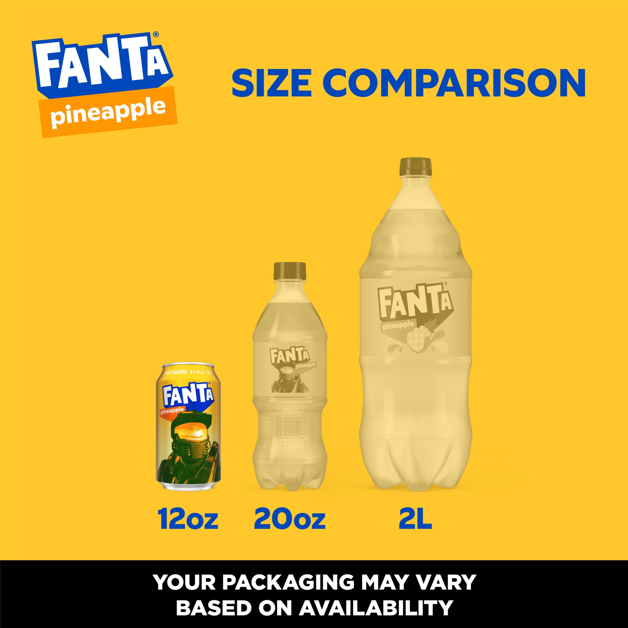 Fanta Pineapple Soda Pop Refreshing Fruit Flavored Soft Drink (Yellow, 12 fl oz, 12 Pack) 2o9fk