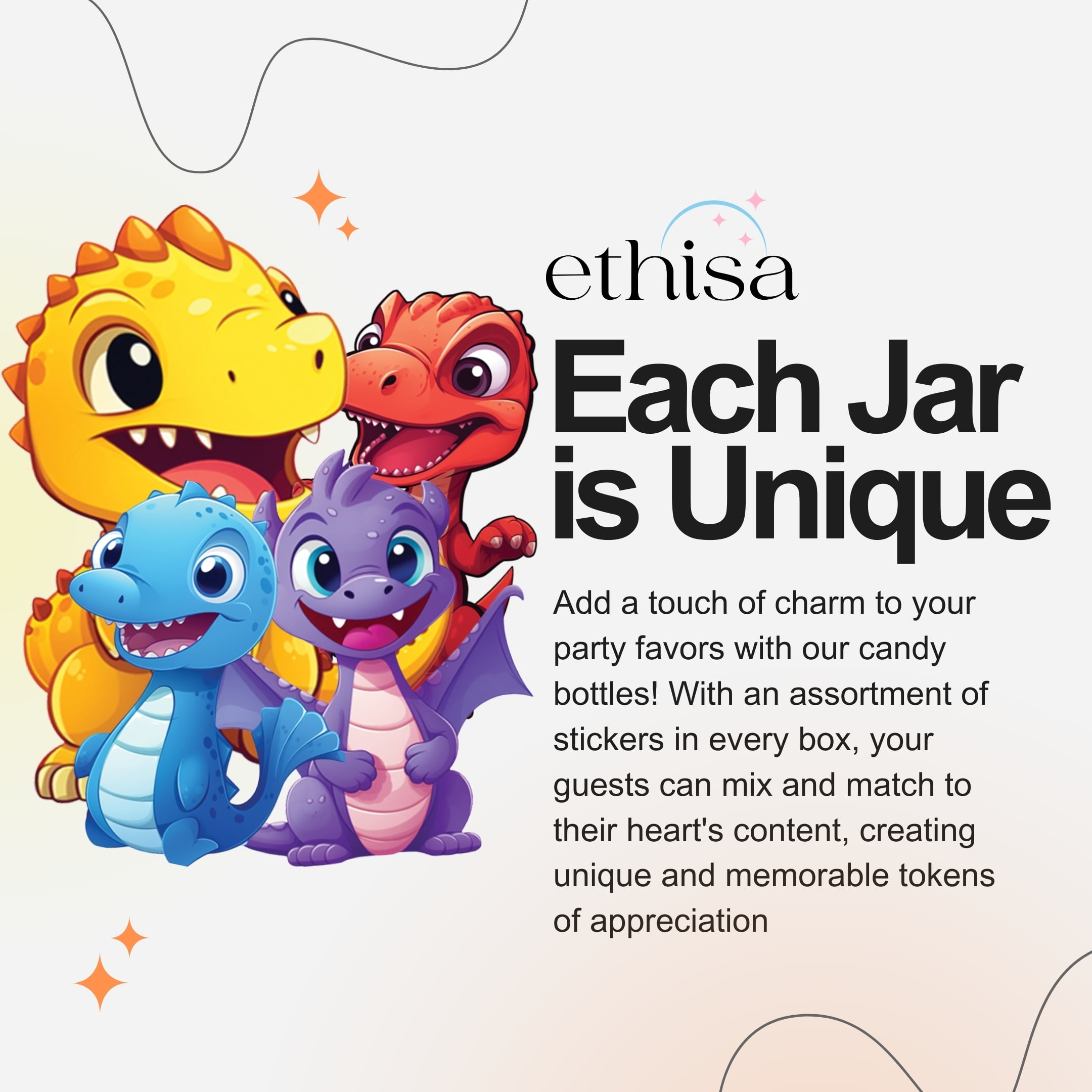 Ethisa Dinosaur Party Favor DIY Candy Jars with Ribbons and Stickers (Gold, 12 Pack, 4 fl oz) fbhbq