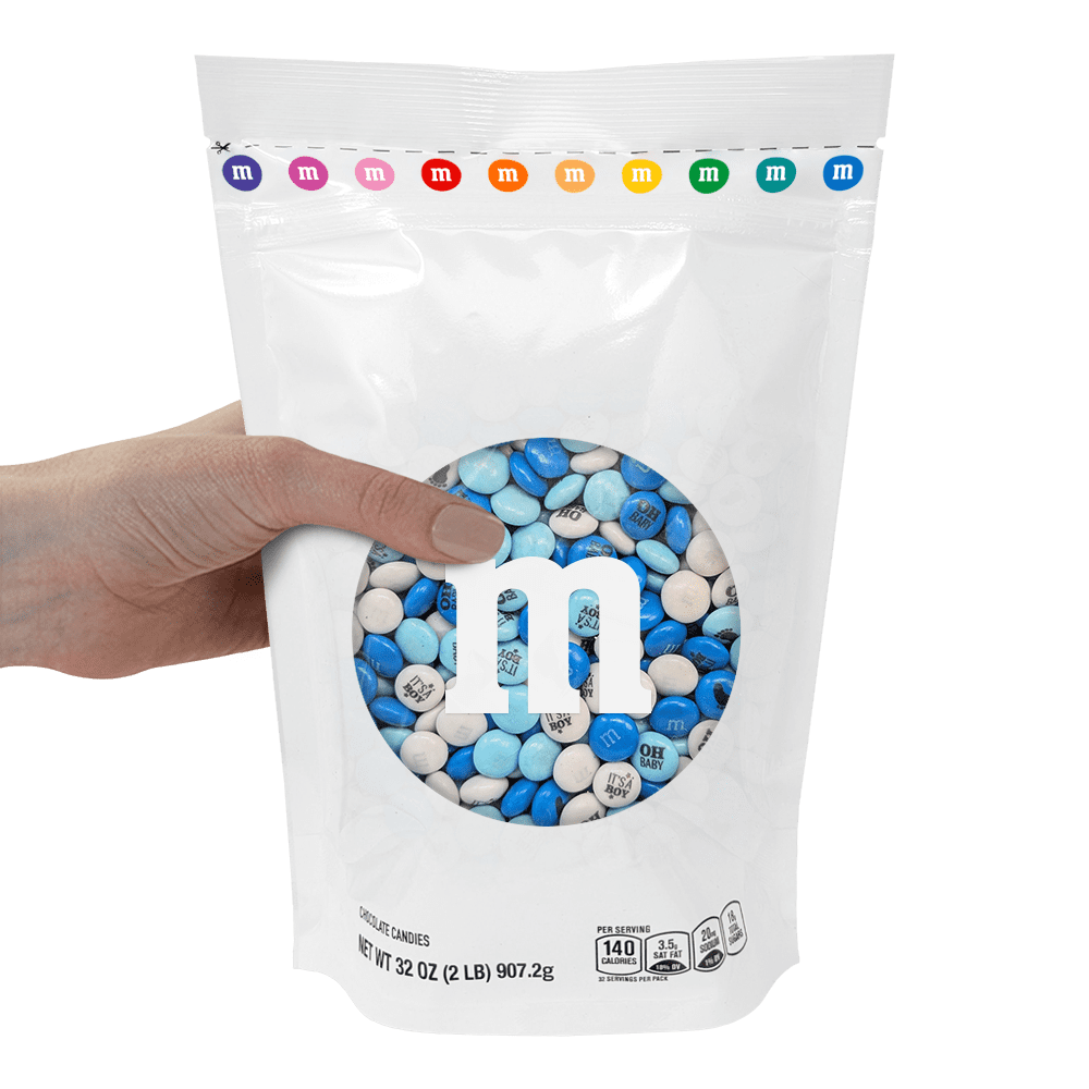 M&M'S Milk Chocolate Candy for Baby Shower and Gender Reveal (Blue and White, 2 lb) cqfaf