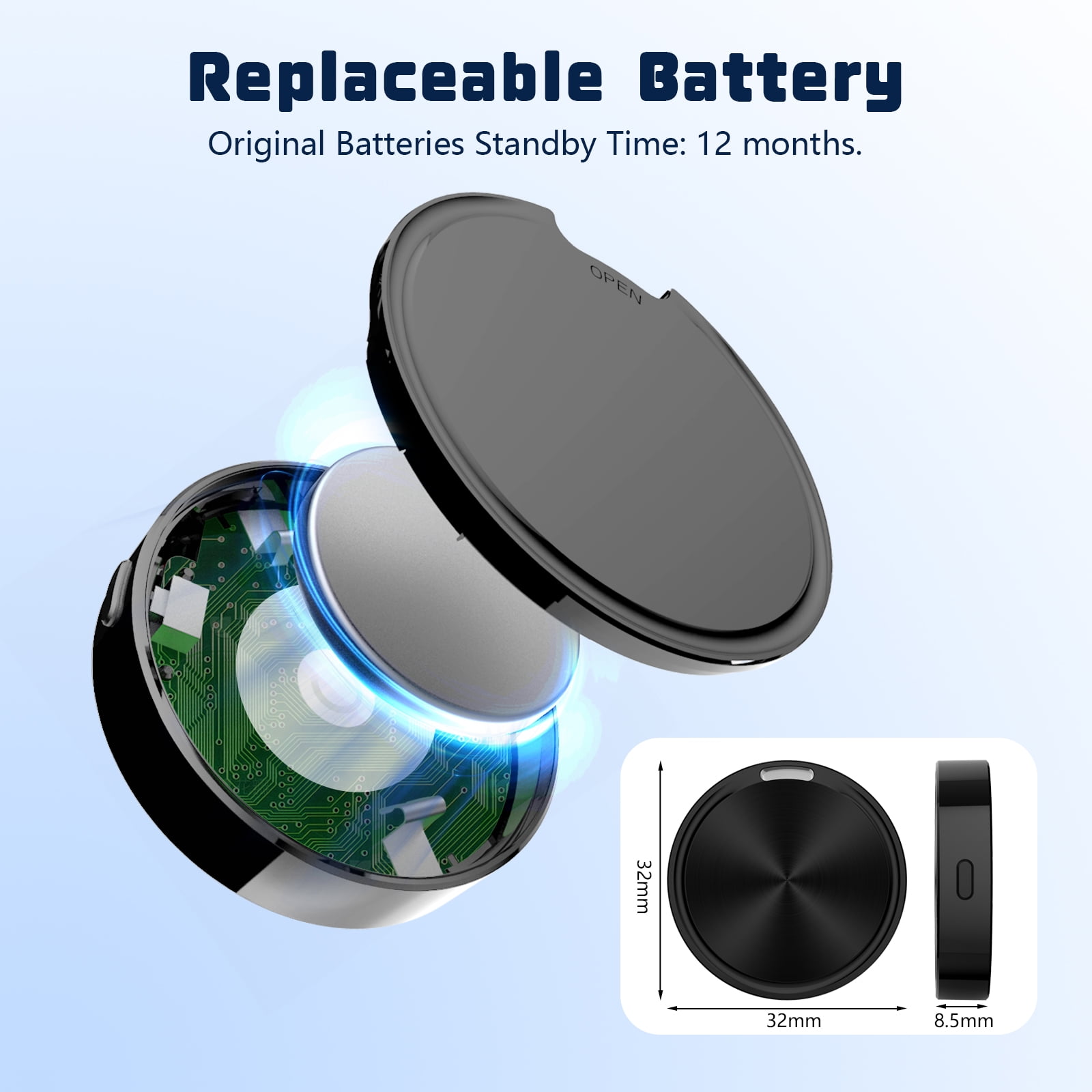 DIAMOOKY Smart Item Finder GPS Tracker for Keys and Luggage (Black, 4 Pack) t1uha
