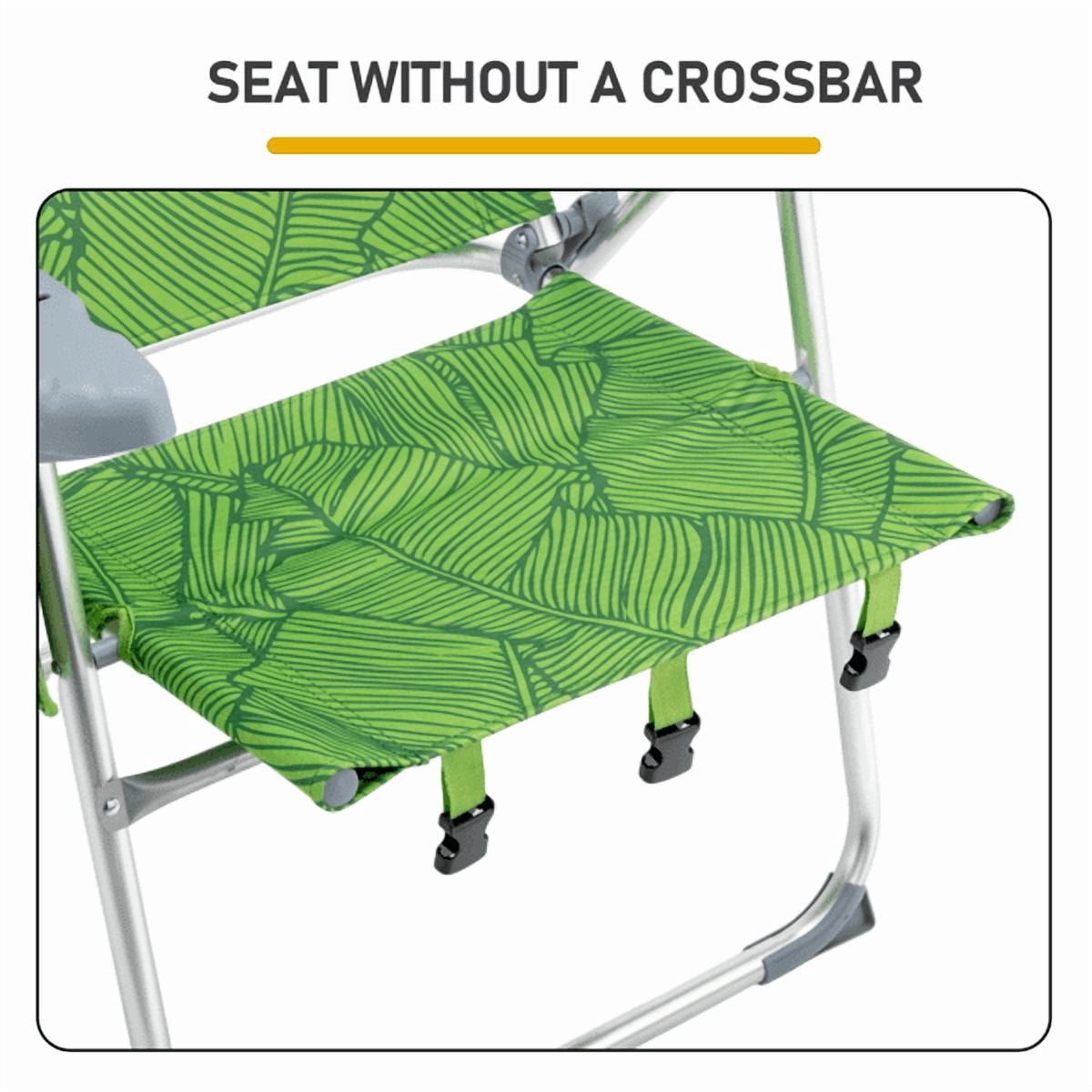 Alvantor 7-Position Folding Beach Chair with Headrest and Cup Holder (Green, 17 in High Seat) bivmg