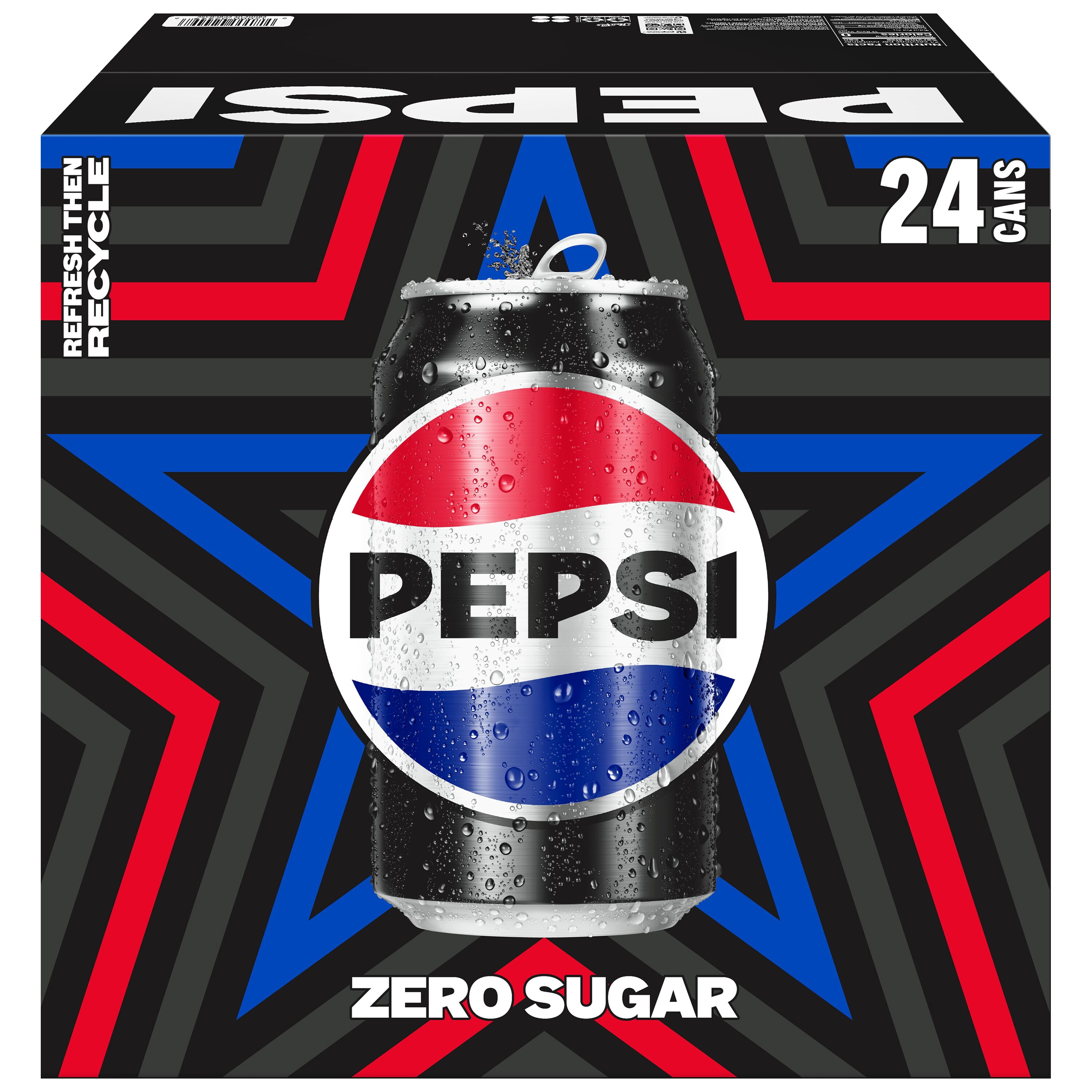 Pepsi Zero Sugar Cola Soda, Refreshing Carbonated Beverage (24 Pack, 12 fl oz) msv39