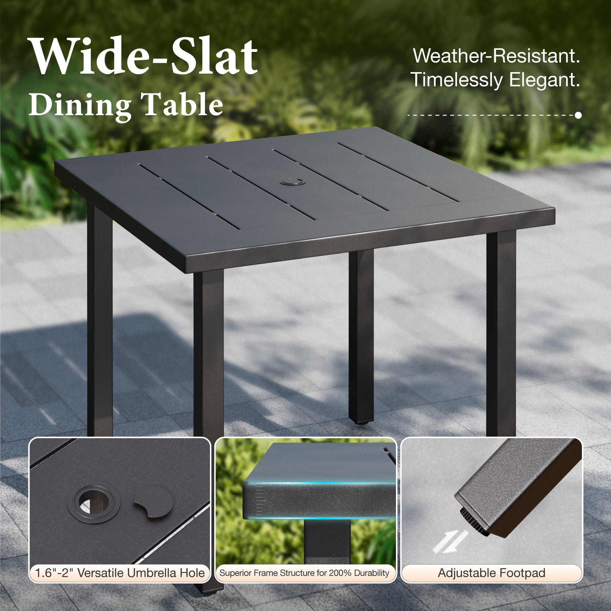 MF Studio 5-Piece Outdoor Patio Dining Set, Rattan Rope-Woven Chairs and 34.2 in Square Table (Black and Beige, 5-Piece Set) 0m3xf