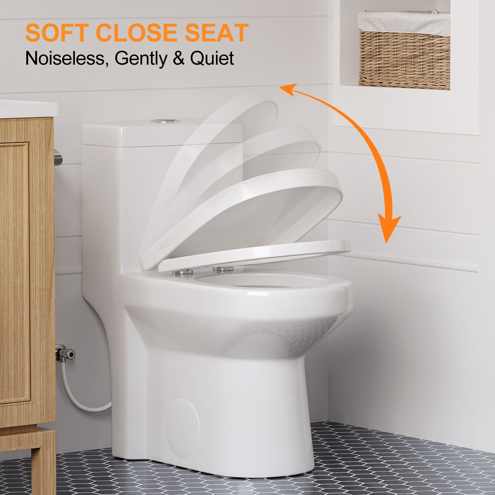 HOROW Compact One-Piece Elongated Toilet, Dual Flush Water-Saving Bathroom Commode (White, 12 in Rough-in) v7ila