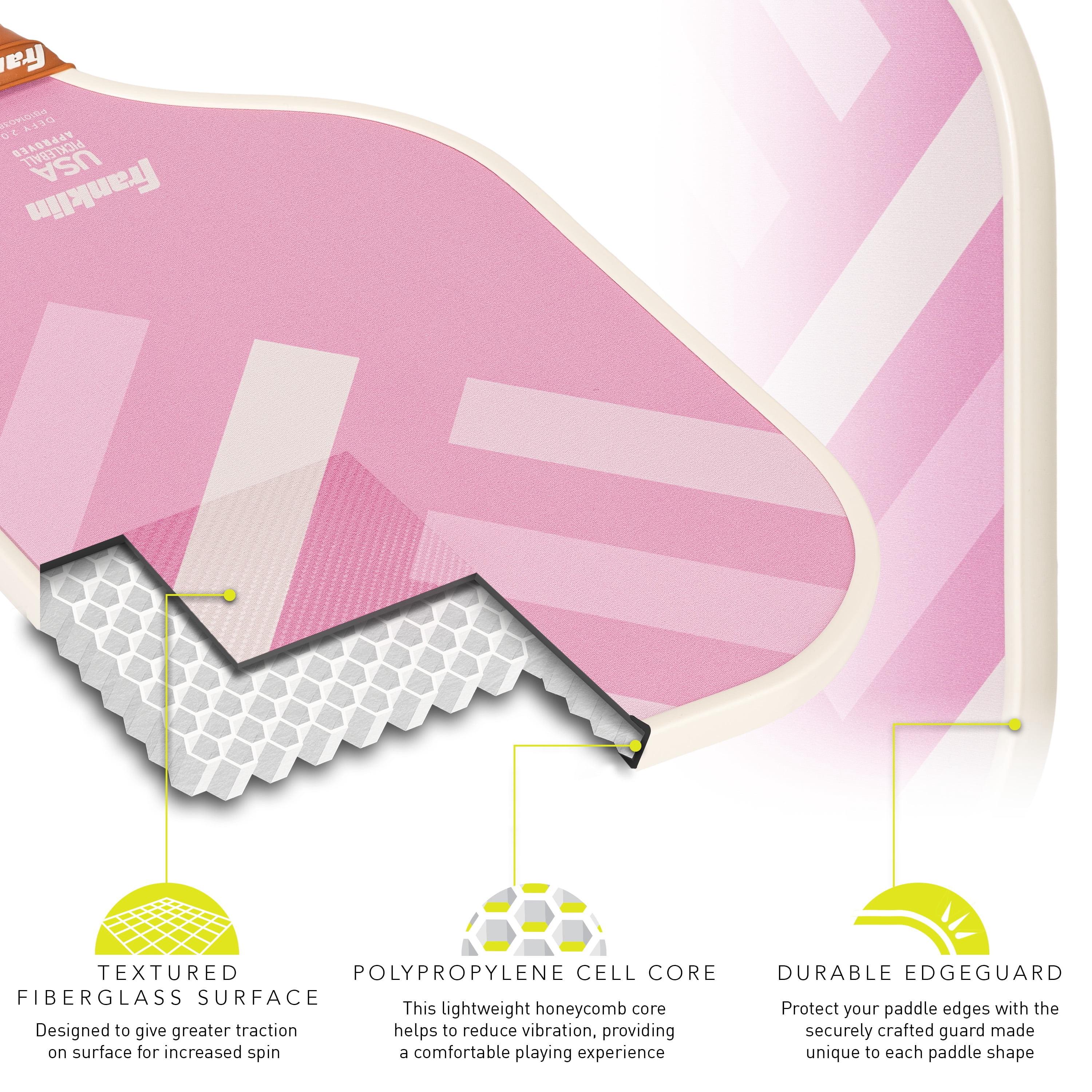 Franklin Sports Pickleball Paddle DEFY Textured Fiberglass Surface (Pink, 7.4 oz) anuj9