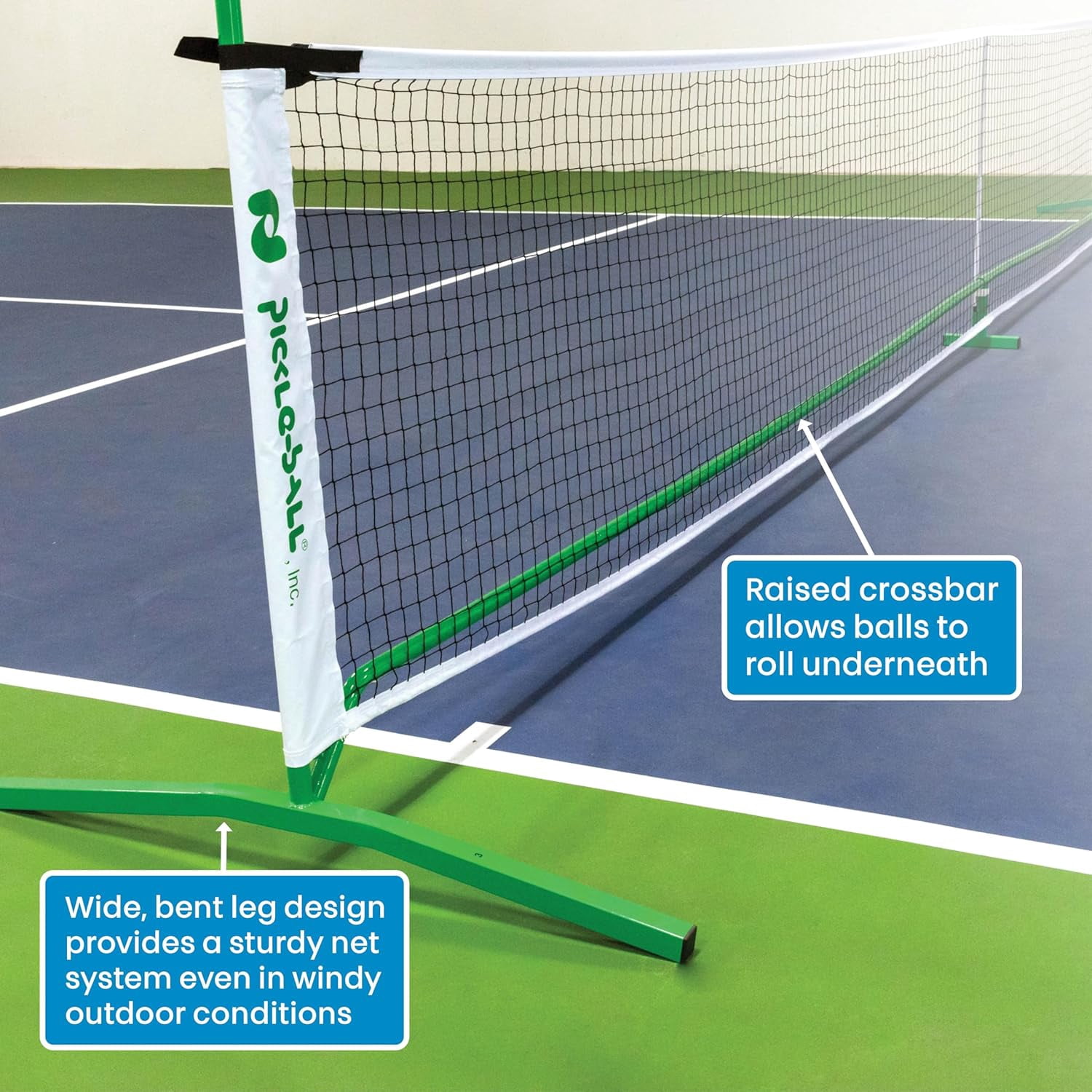 Pickle-Ball 3.0 Tournament Net System, Portable Steel Frame for Indoor and Outdoor Play (Green, 22 ft) kyv5h