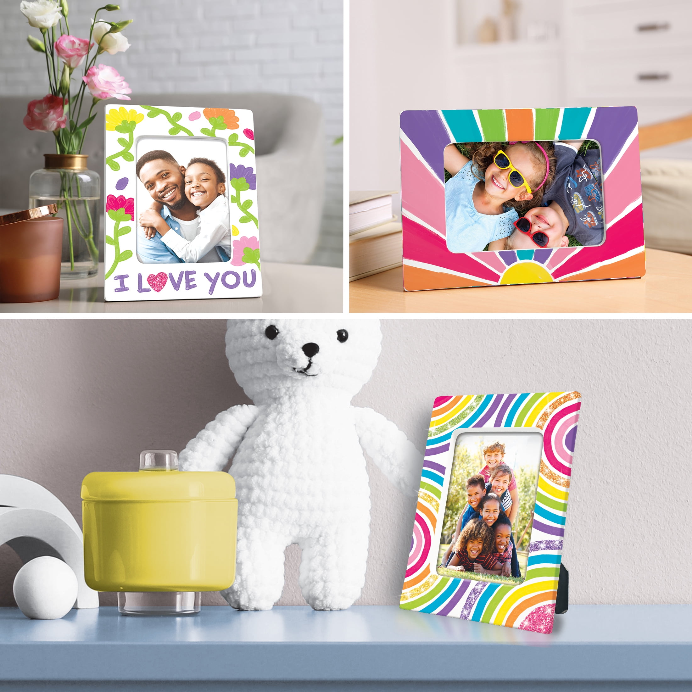 Hello Hobby Paint Your Own Ceramic Frame Kit for Kids (White, 4 in x 6 in) myrg6