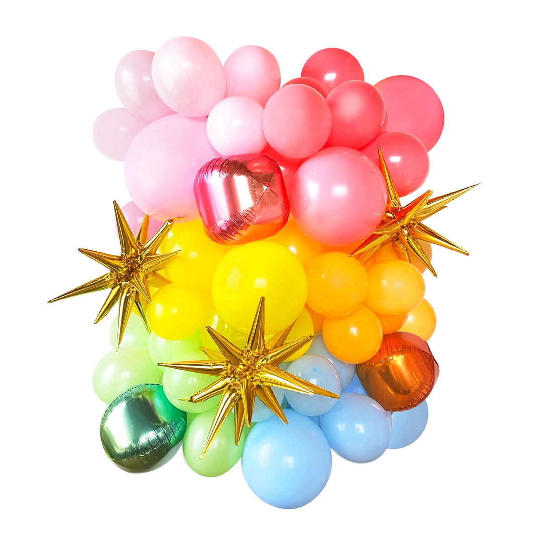 Packed Party Burst of Sunshine Balloon Wall Backdrop Kit (Multi-Color, 65-Piece Set) y2t61