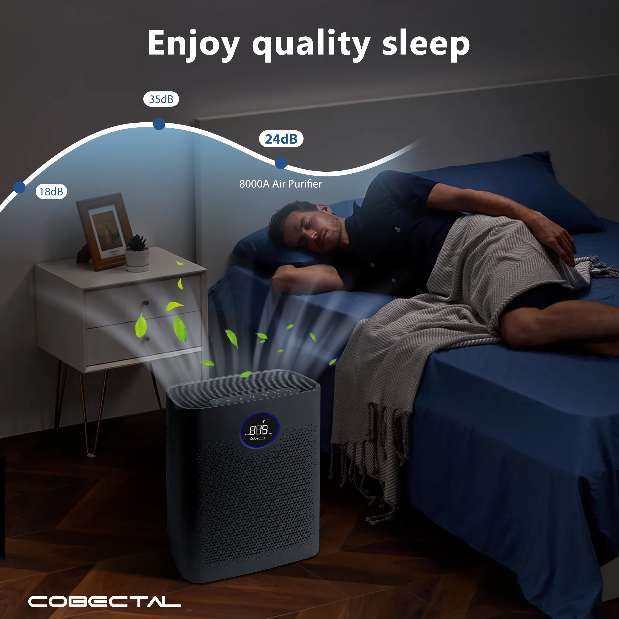 Cobectal H14 HEPA Air Purifier for Home Large Room, Pet Dander & Allergen Remover (Black, 15.82 in x 12.12 in x 6.37 in) devlb