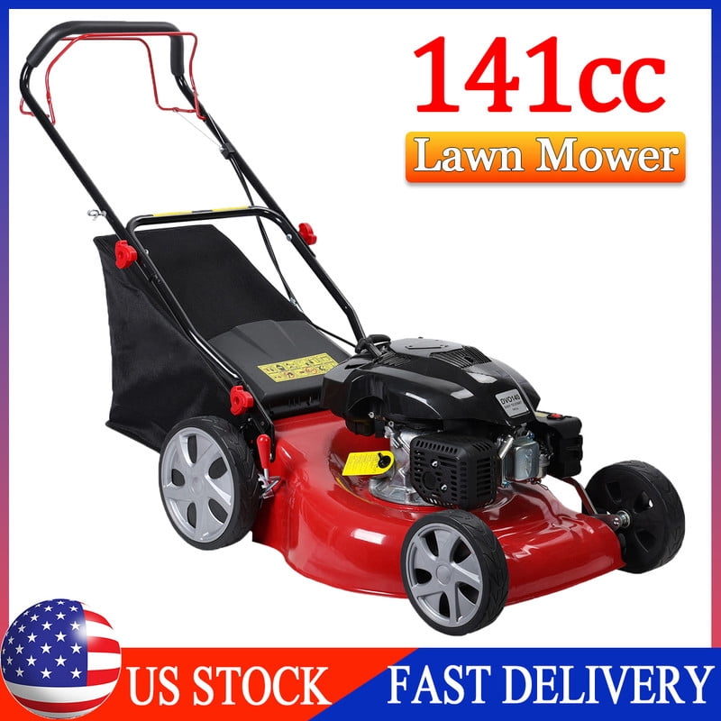 Momarys Self-Propelled Gas Lawn Mower, 141cc 4-Stroke Engine with 20 Inch Cutting Deck (Red, 13.2 gal) r41gx