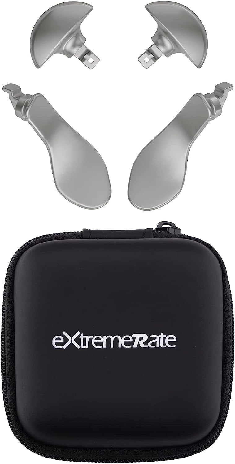 eXtremeRate Back Paddles for PS5 Edge Controller, Metal Replacement Buttons (Metallic Silver, 4 Count) it51b