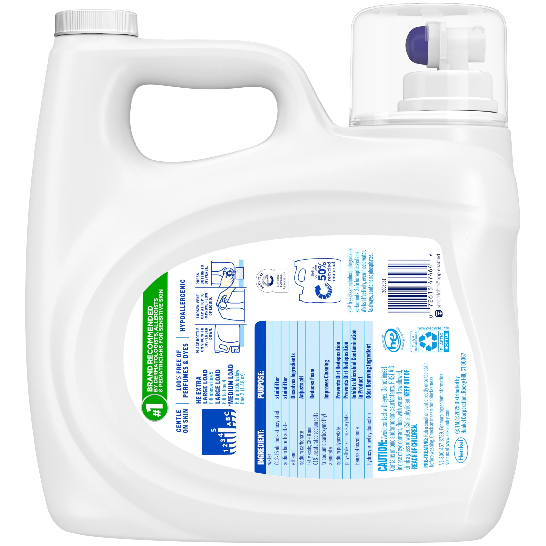 all Free Clear Liquid Laundry Detergent, Odor Relief for Sensitive Skin (Clear, 118 oz) nrke5
