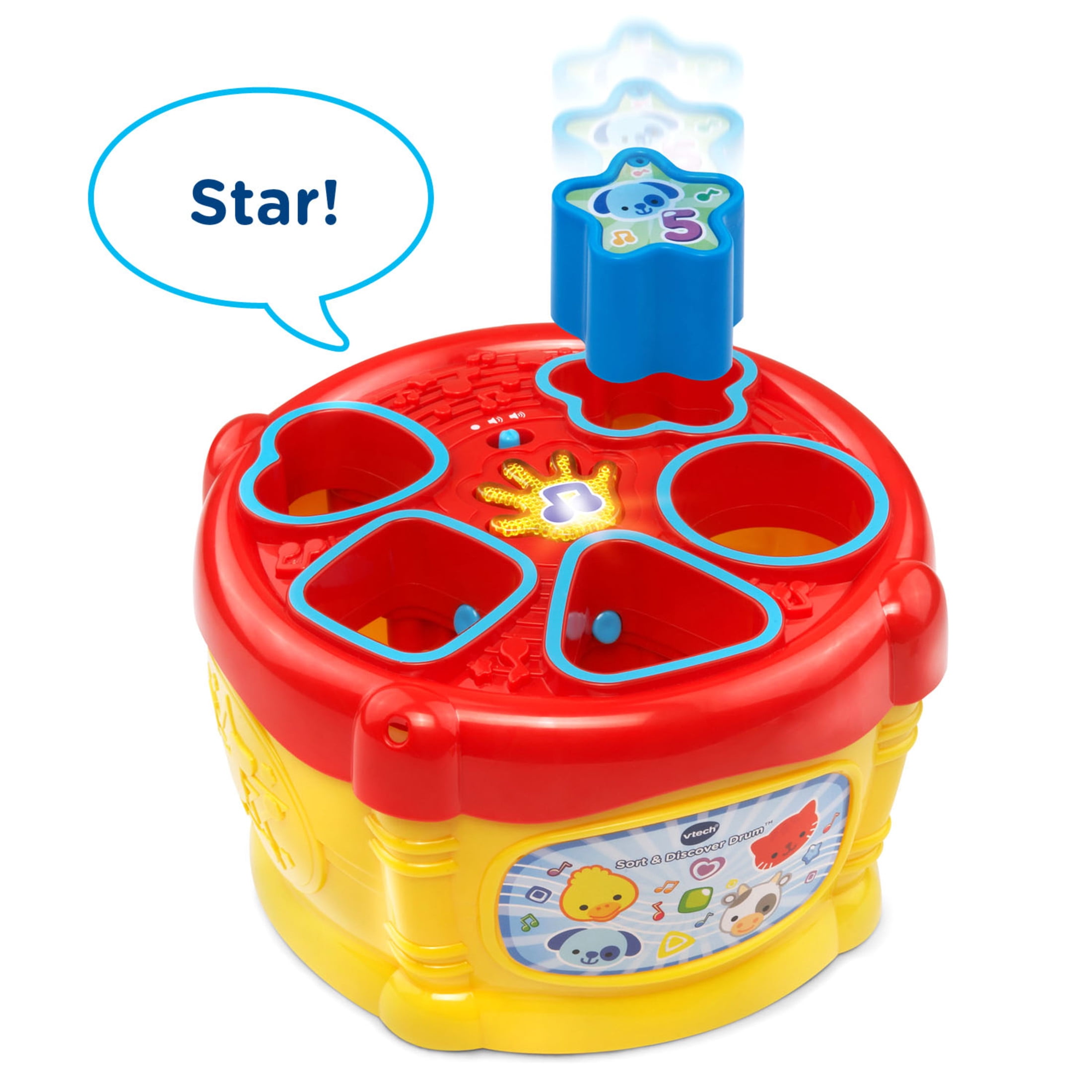 VTech Sort & Discover Drum Interactive Learning Toy with Shape Sorter (6-36 Months) 2xjxa