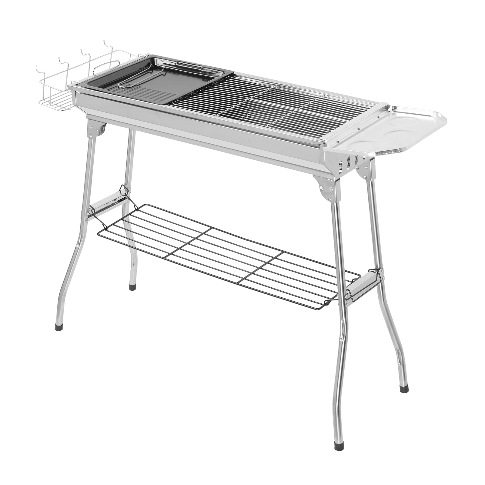 UBesGoo Portable Charcoal BBQ Grill, Heavy-Duty Stainless Steel Foldable Camping Grill (Silver, 39 in) t4a4c
