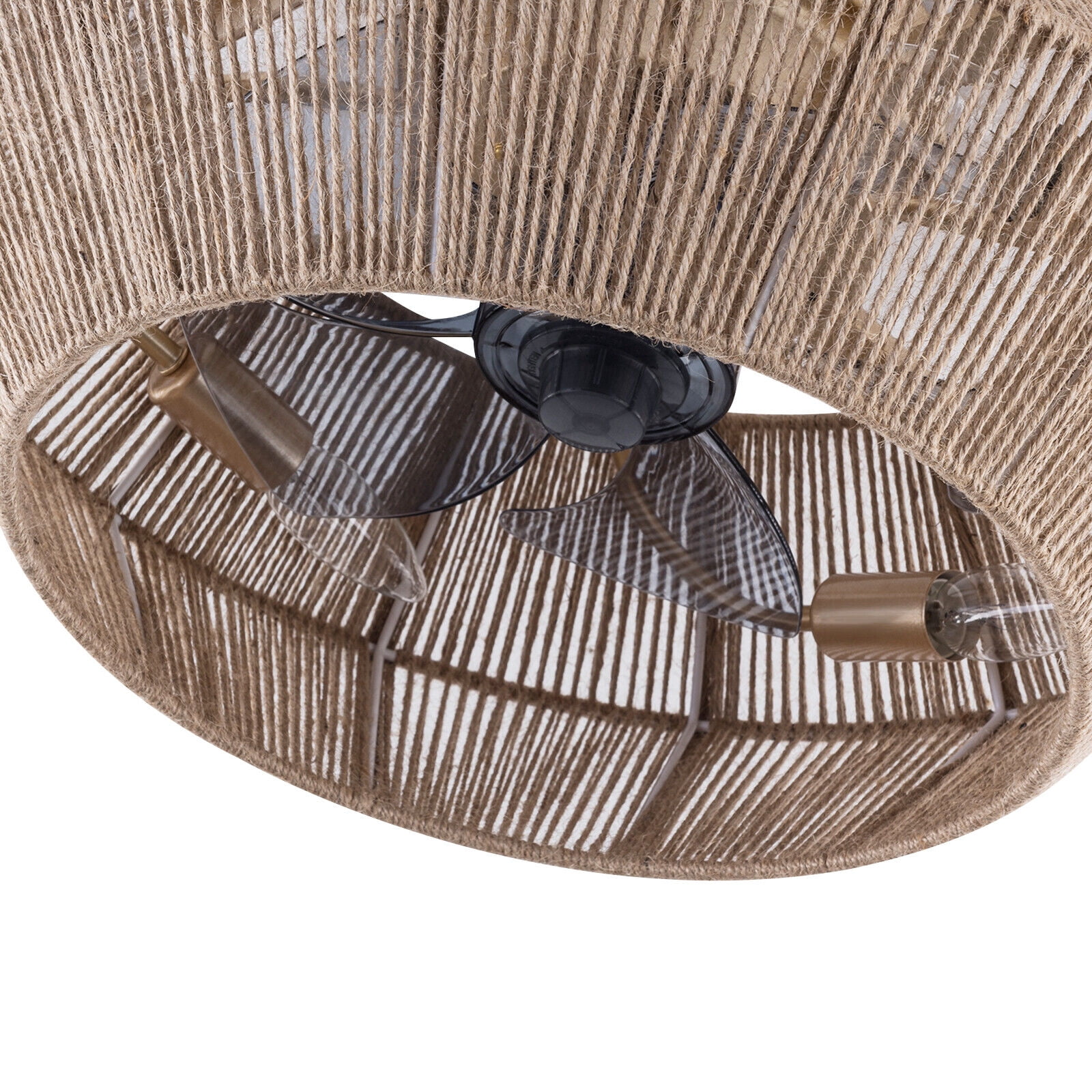 Miumaeov Boho Rattan Caged Ceiling Fan with Light and Remote Control (6 Speeds, 7.08 in Base) mrl8w