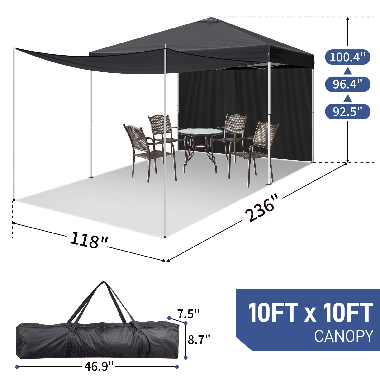 UBesGoo Pop Up Canopy Tent Outdoor Patio Shade Shelter (Black, 10 ft x 10 ft) mrtob