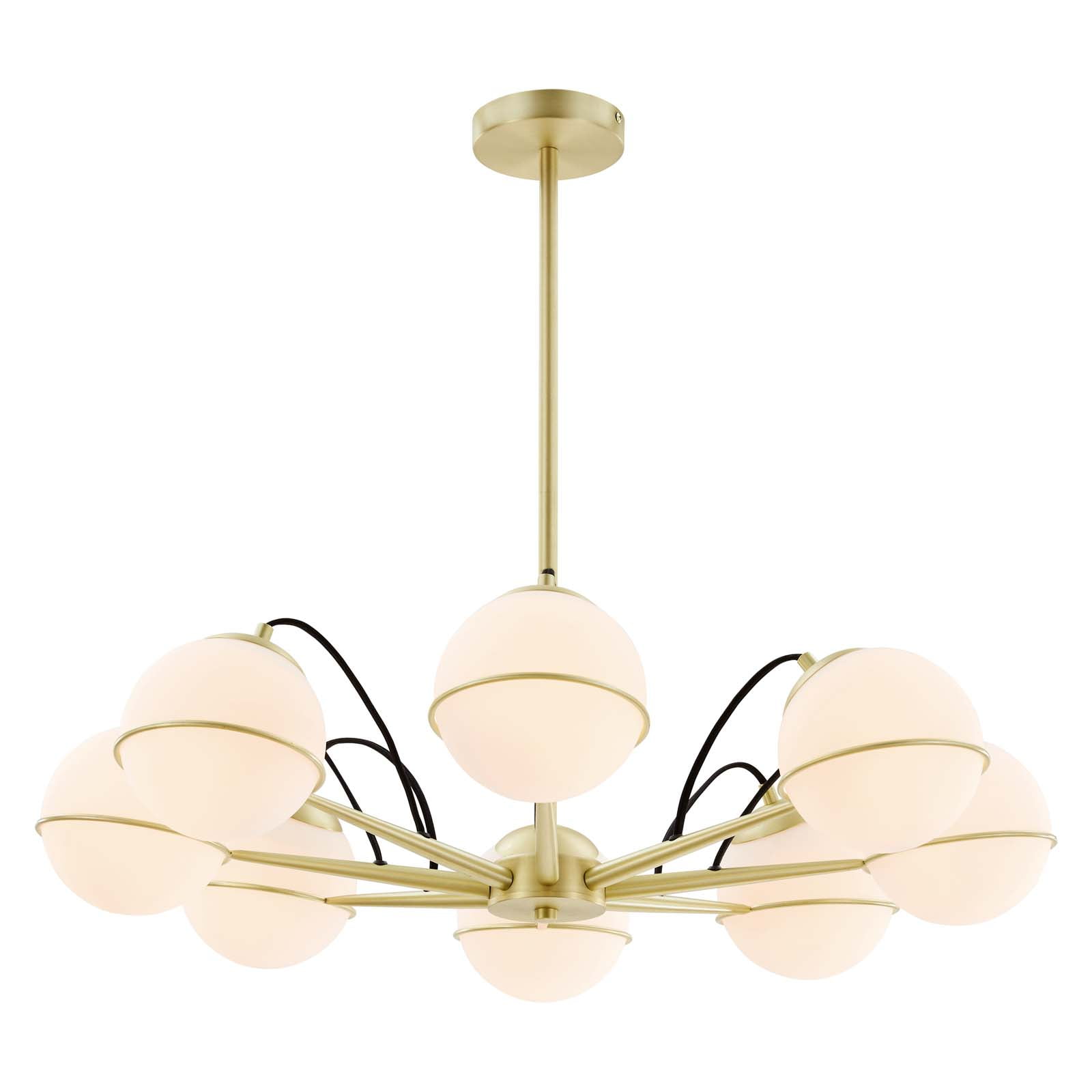 Modway Hanna 8-Light Chandelier Mid-Century Modern Ceiling Fixture (Opal Gold, 31.5 in) 646kk