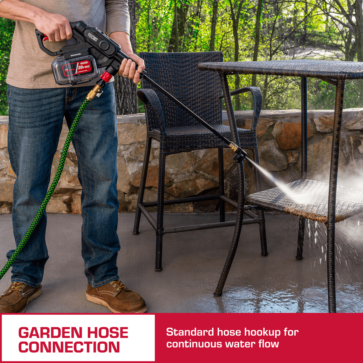 Hyper Tough 20V Brushless Cordless Portable Pressure Cleaner (710 PSI, 4.0Ah Battery Included) nyyb1