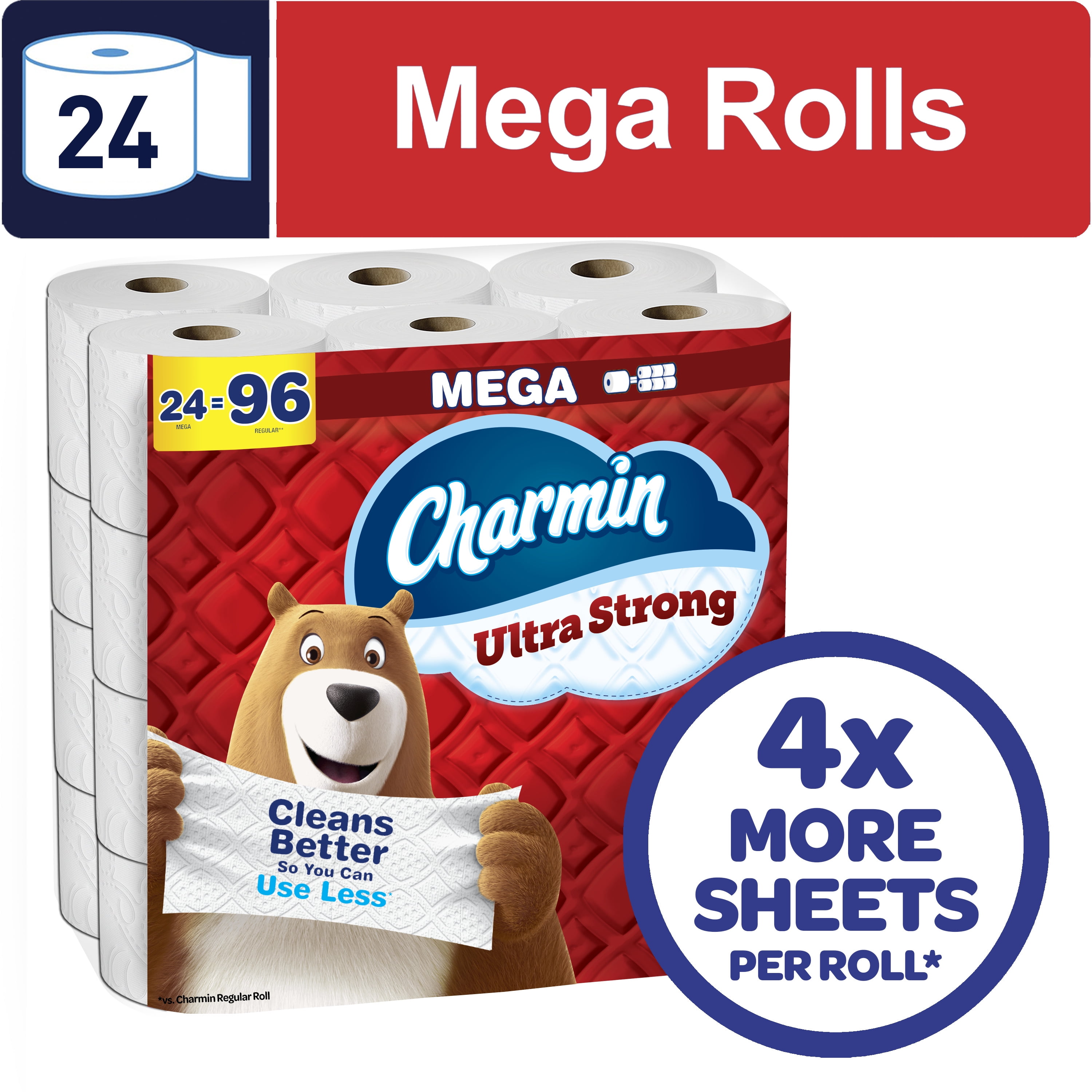 Charmin Ultra Strong Toilet Paper (White, 24 Mega Rolls) uvuhk