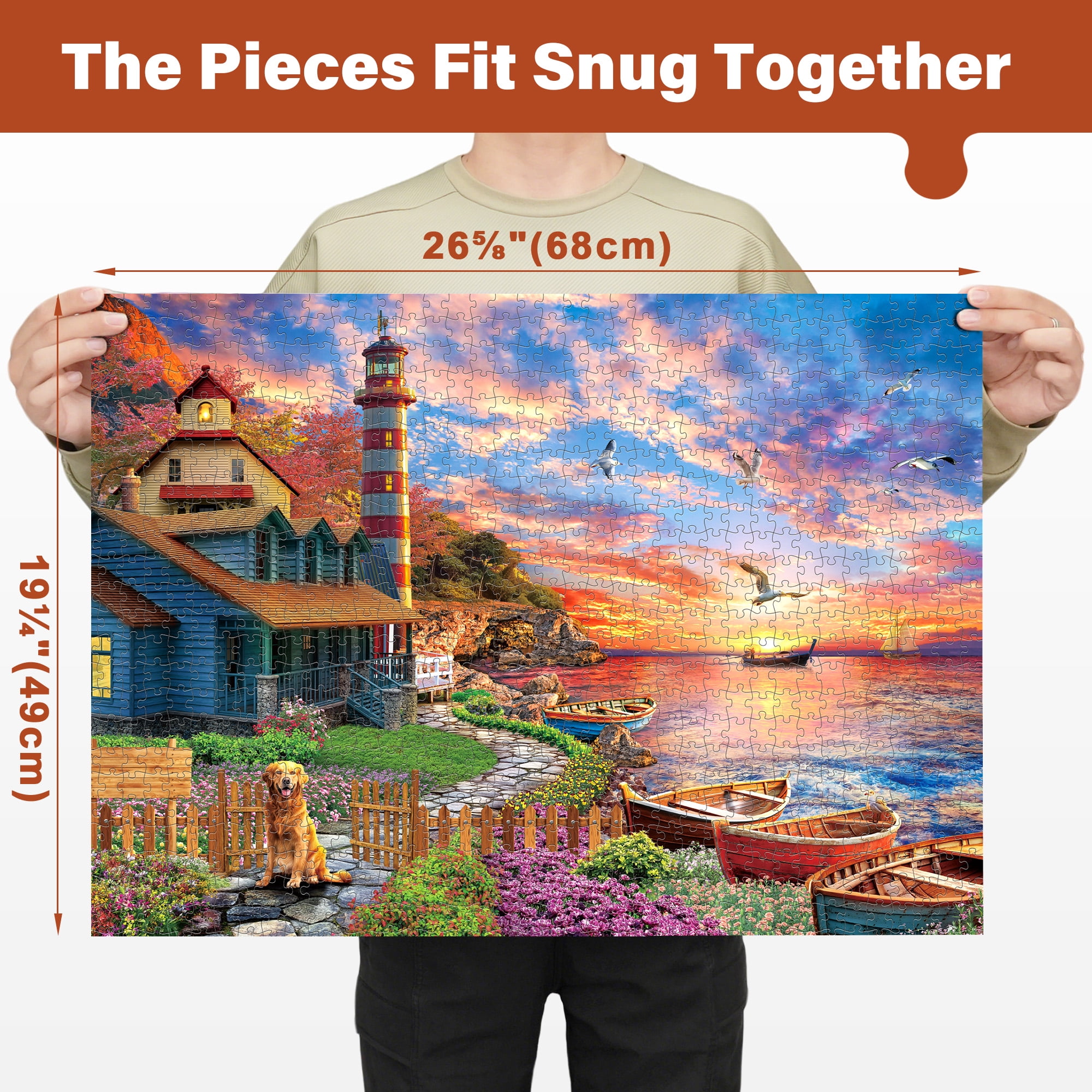 BenBen 1000 Piece Jigsaw Puzzle for Adults, Scenic Sunset Harbor Landscape (26.75 in x 19.25 in) 01bo7
