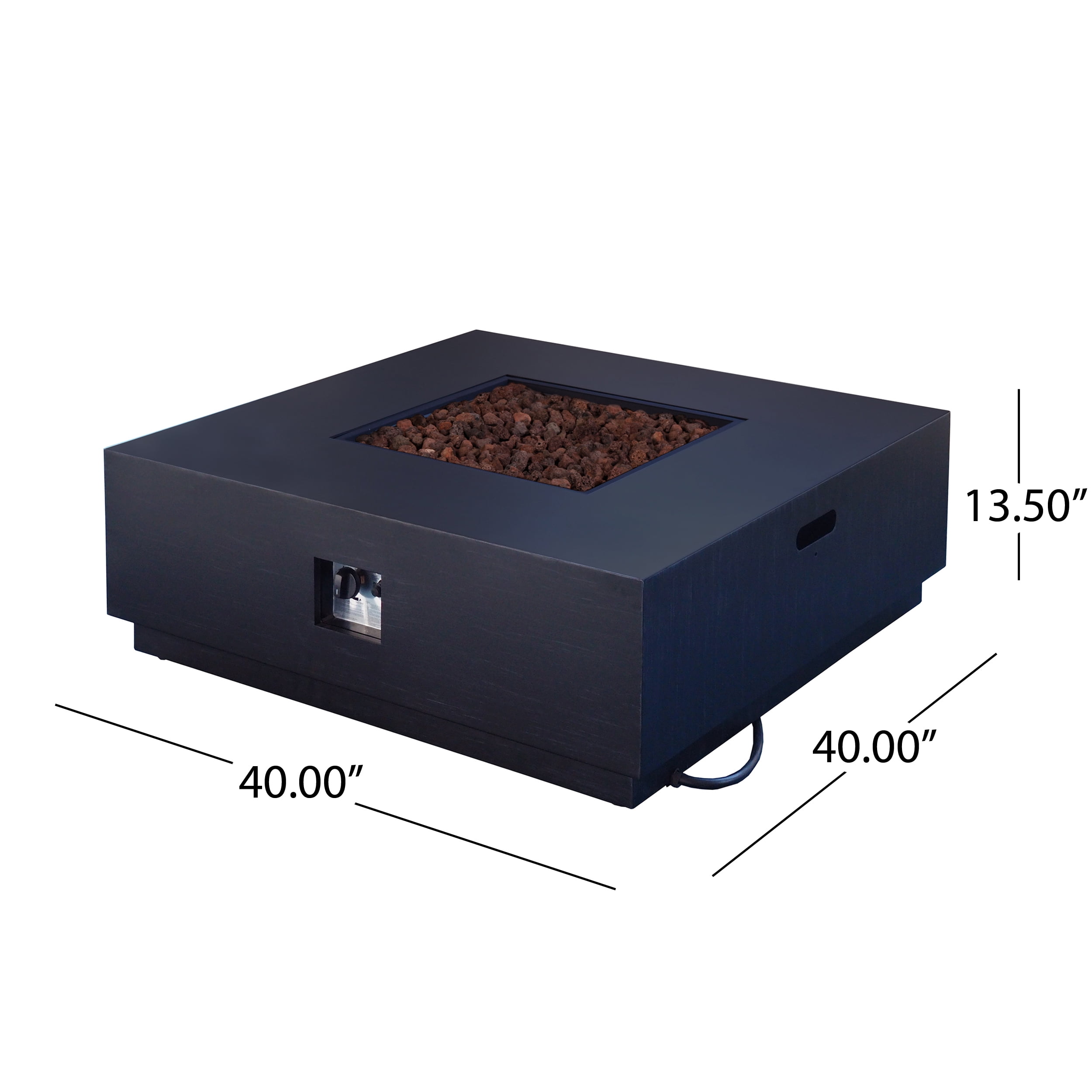Noble House Outdoor Iron Square Fire Pit with Tank Holder (Dark Grey, 40 in) 2tbhp