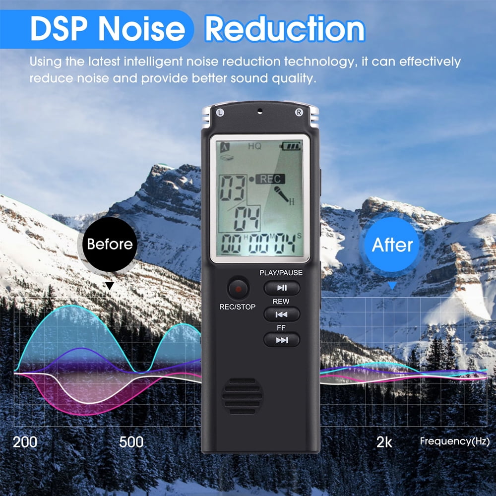 RONY Digital Voice Recorder, Portable Voice Activated Recording Device with Noise Reduction and MP3 Player (Black, 1 Pack) 8ymke