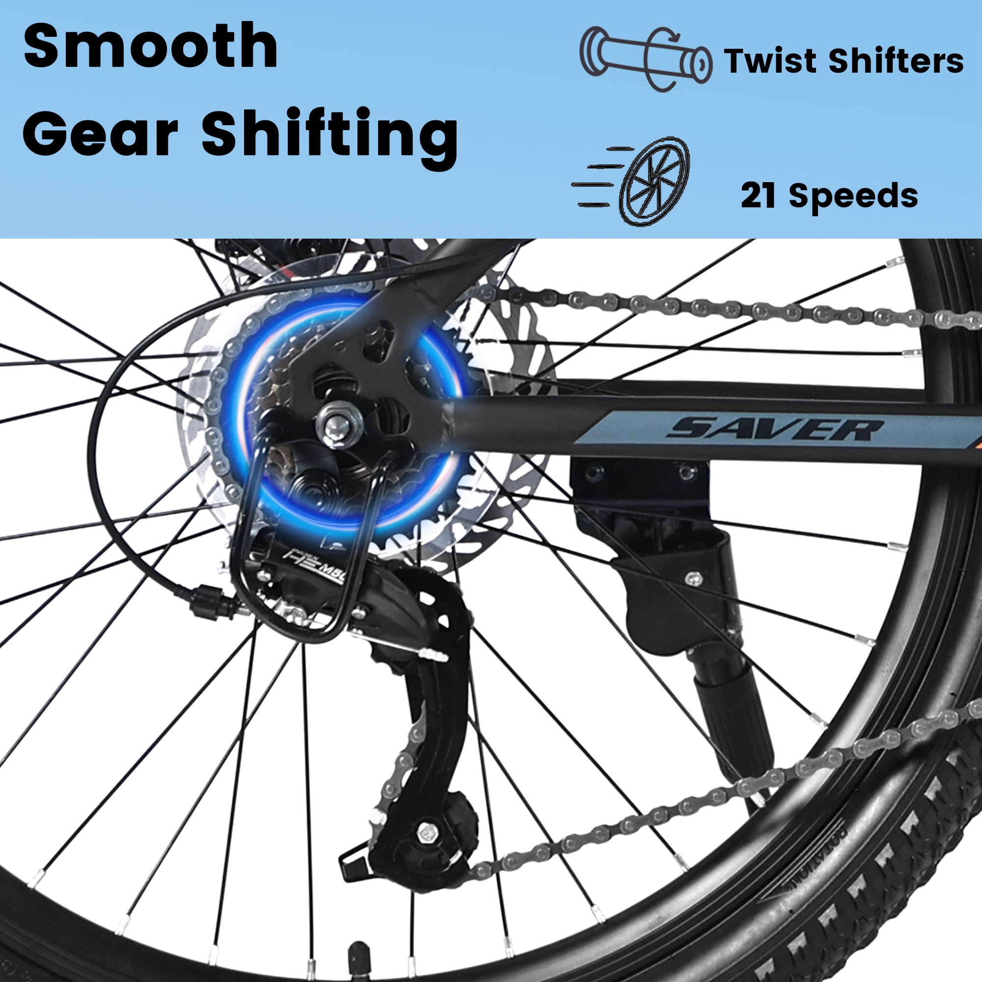 Direct Wicker 24 in Mountain Bike, Shimano 21-Speed Steel Frame MTB with Dual Disc Brakes (Black and Yellow, 24 in) 6e679