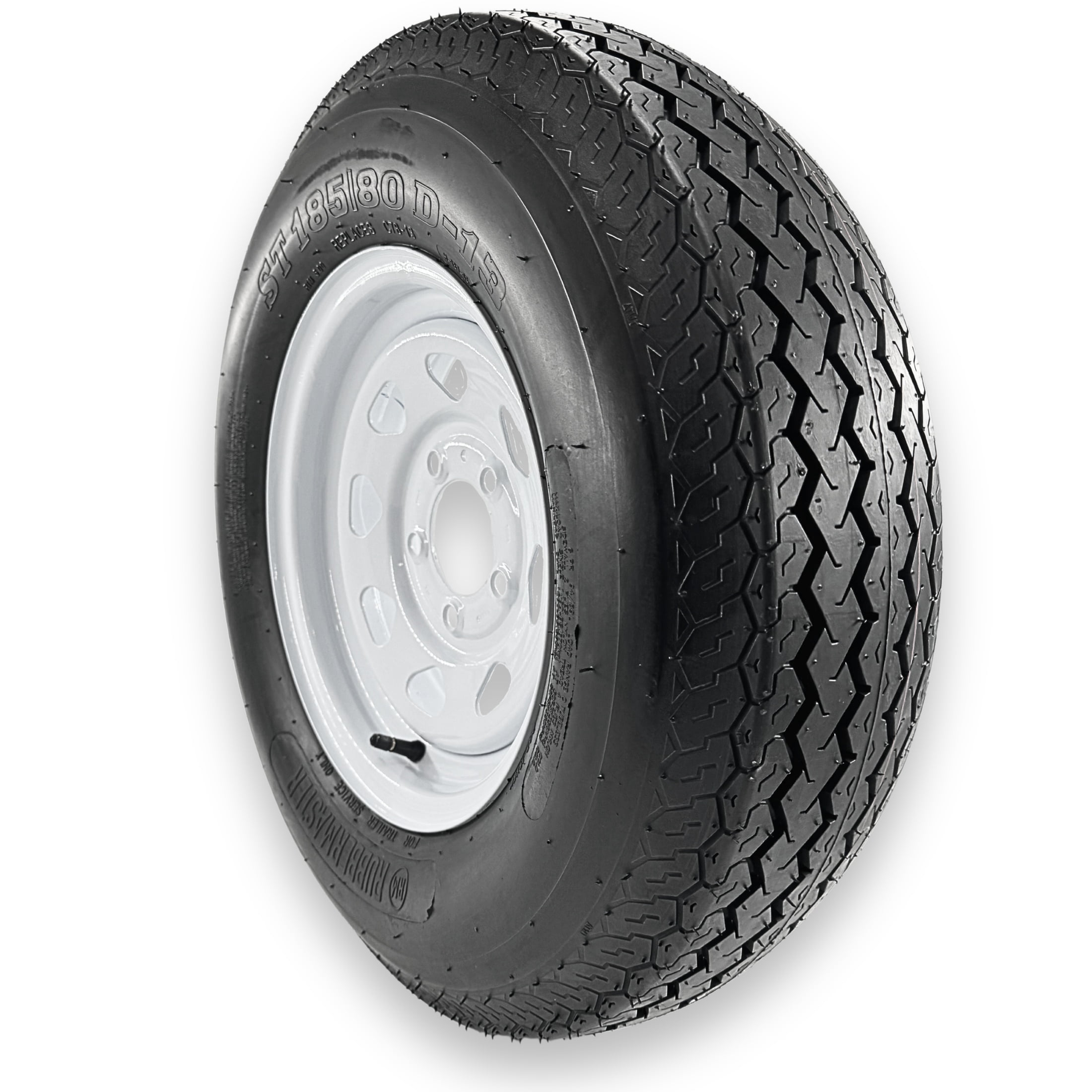 RubberMaster ST185/80D13 Highway Rib Tire and Wheel Assembly (5 on 4.5 in, 6 Ply, White) 4cza0