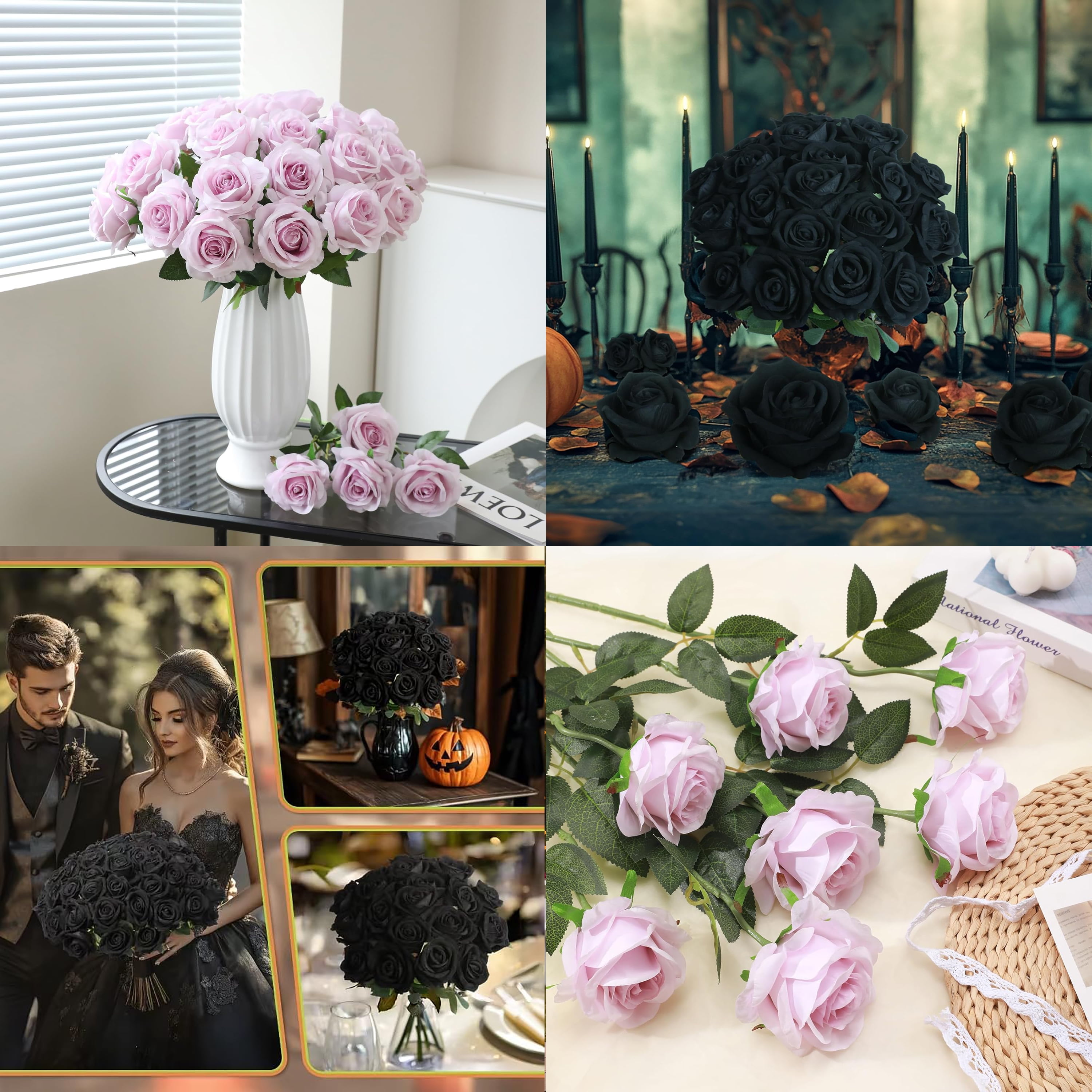 Mimifly Artificial Roses for Wedding Bouquets and Home Decor (Champagne, 20 Pack, 18 in) ip2sh