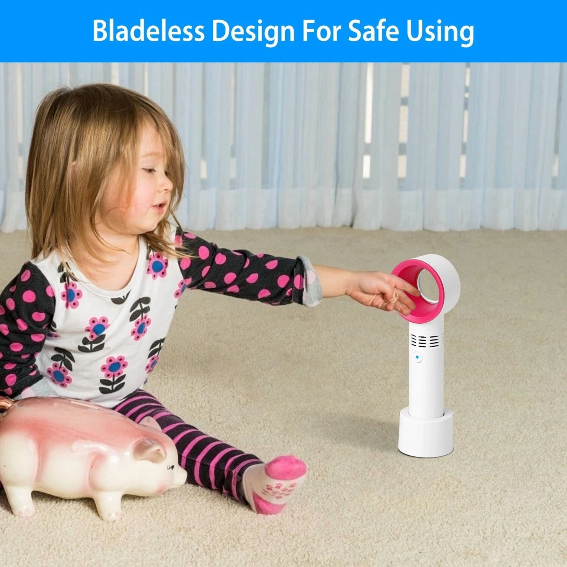 VAULT Handheld Bladeless Fan Portable USB Rechargeable Mini Air Cooler (White, 1 Pack) cr83h