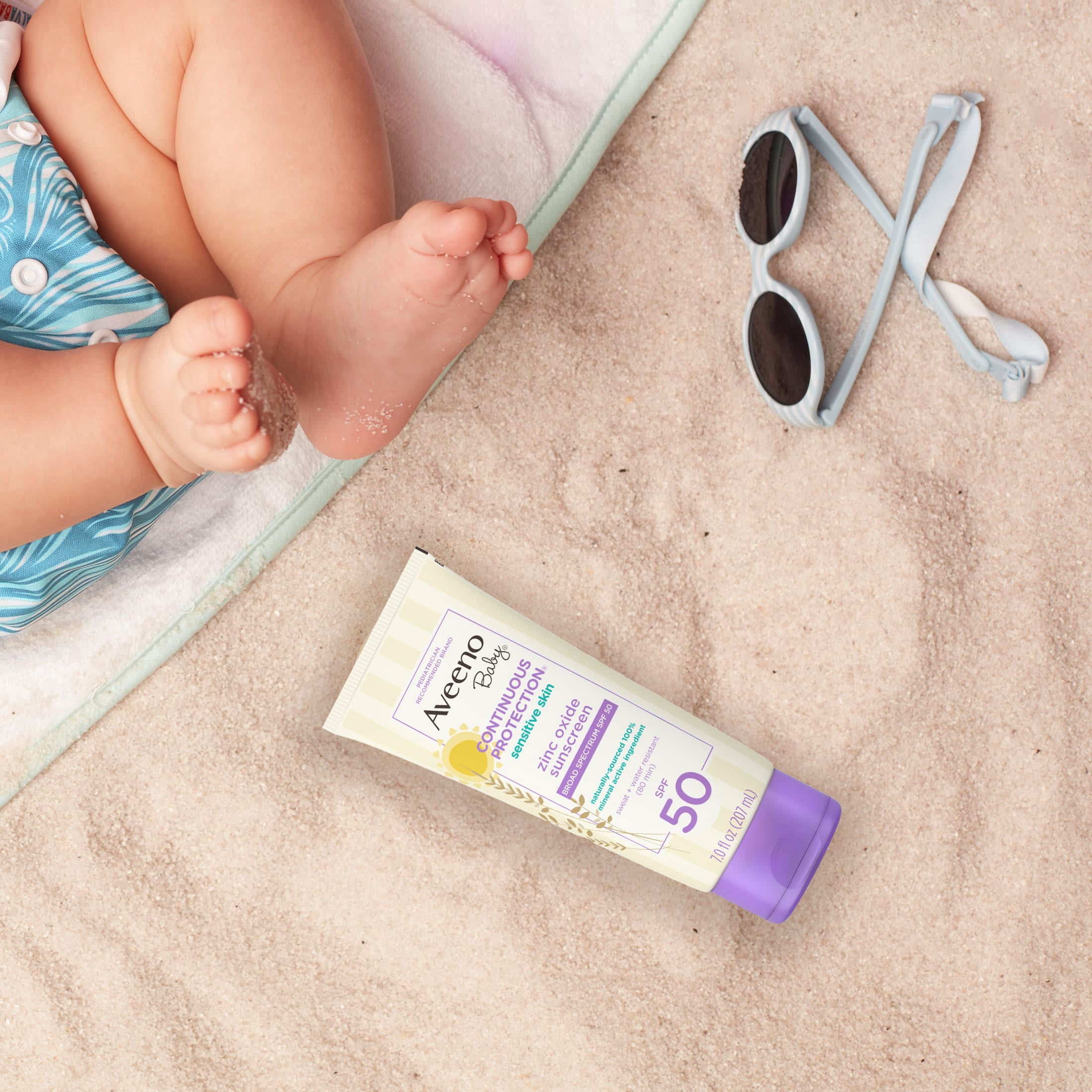 Aveeno Baby Continuous Protection Mineral Sunscreen Lotion, SPF 50, Sensitive Skin (White, 3 fl oz) t6g6s