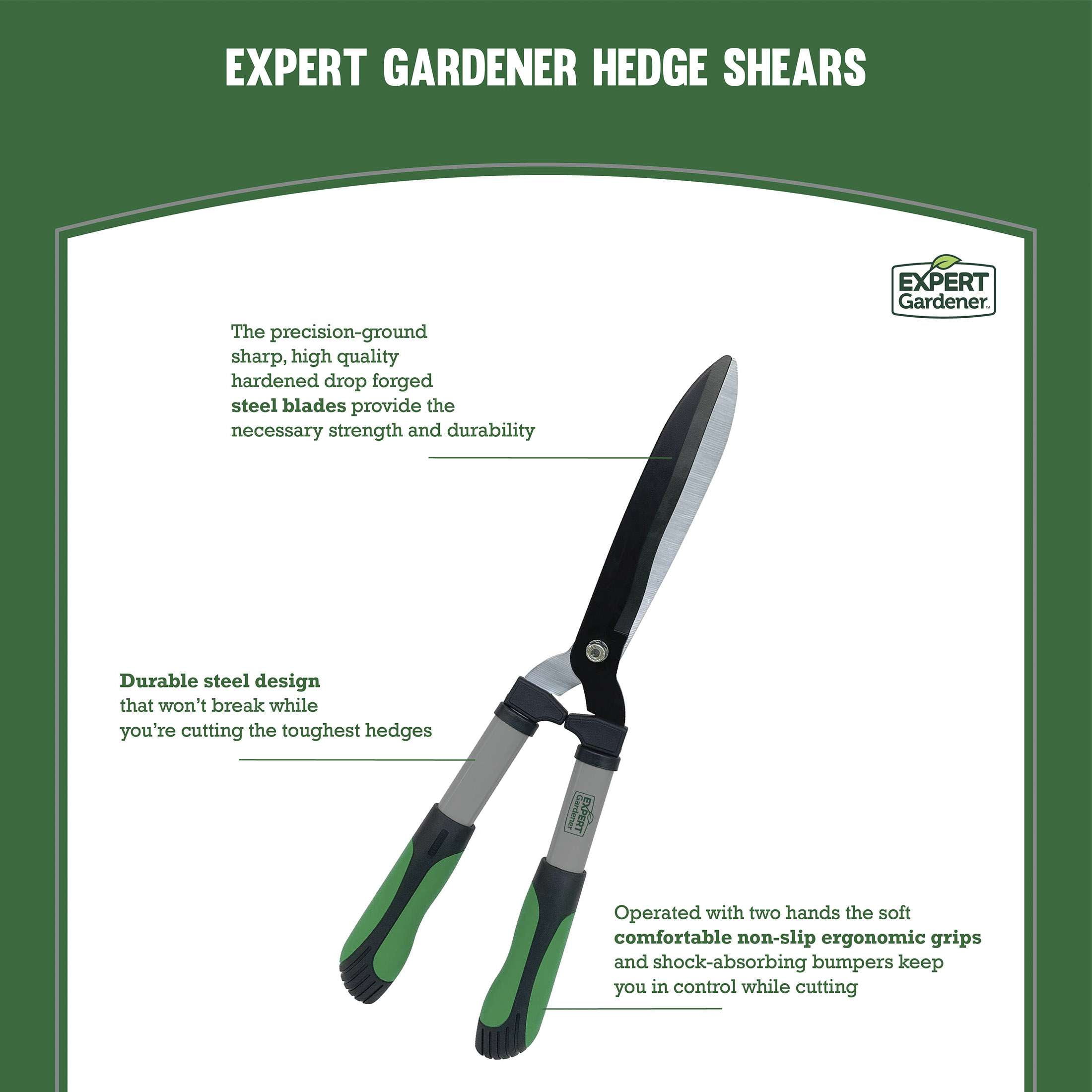Expert Gardener Hedge Shear Heavy-Duty Gardening Tool (Green and Black, 20 in) l3hmu