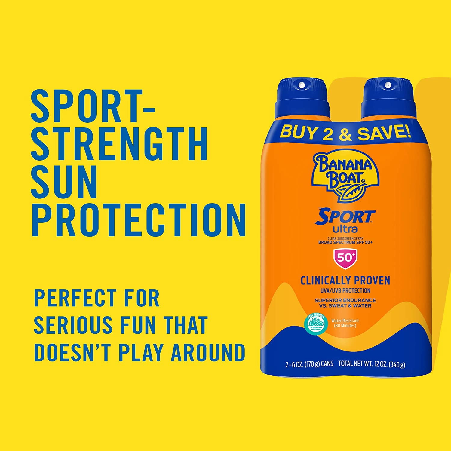 Banana Boat Sport Ultra SPF 50 Sunscreen Spray (Water Resistant, 12 oz Twin Pack) 5hyl9