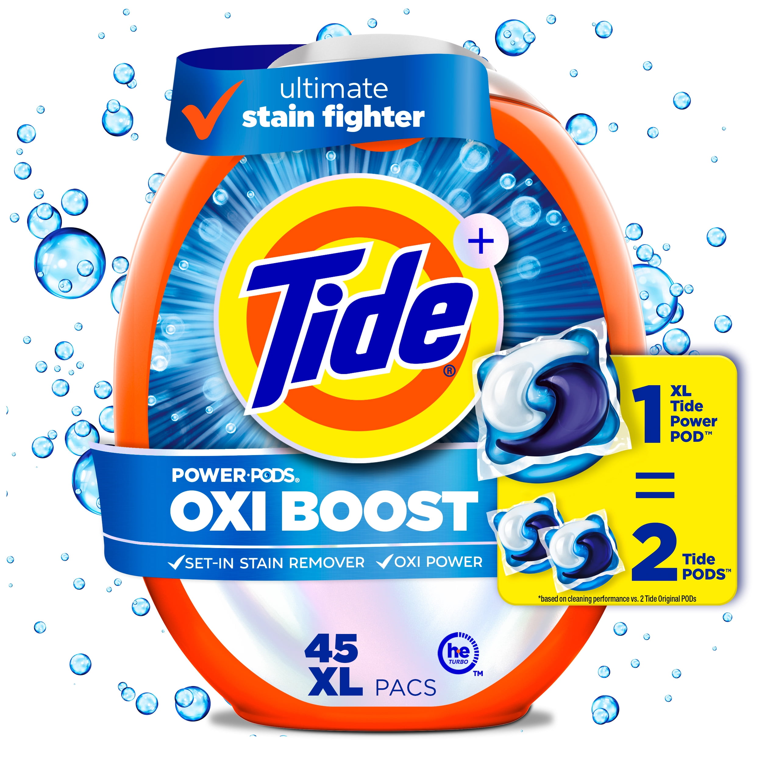 Tide PODS Laundry Detergent Pacs, Oxi Boost Power with Stain Remover (45 Count) x7hn6