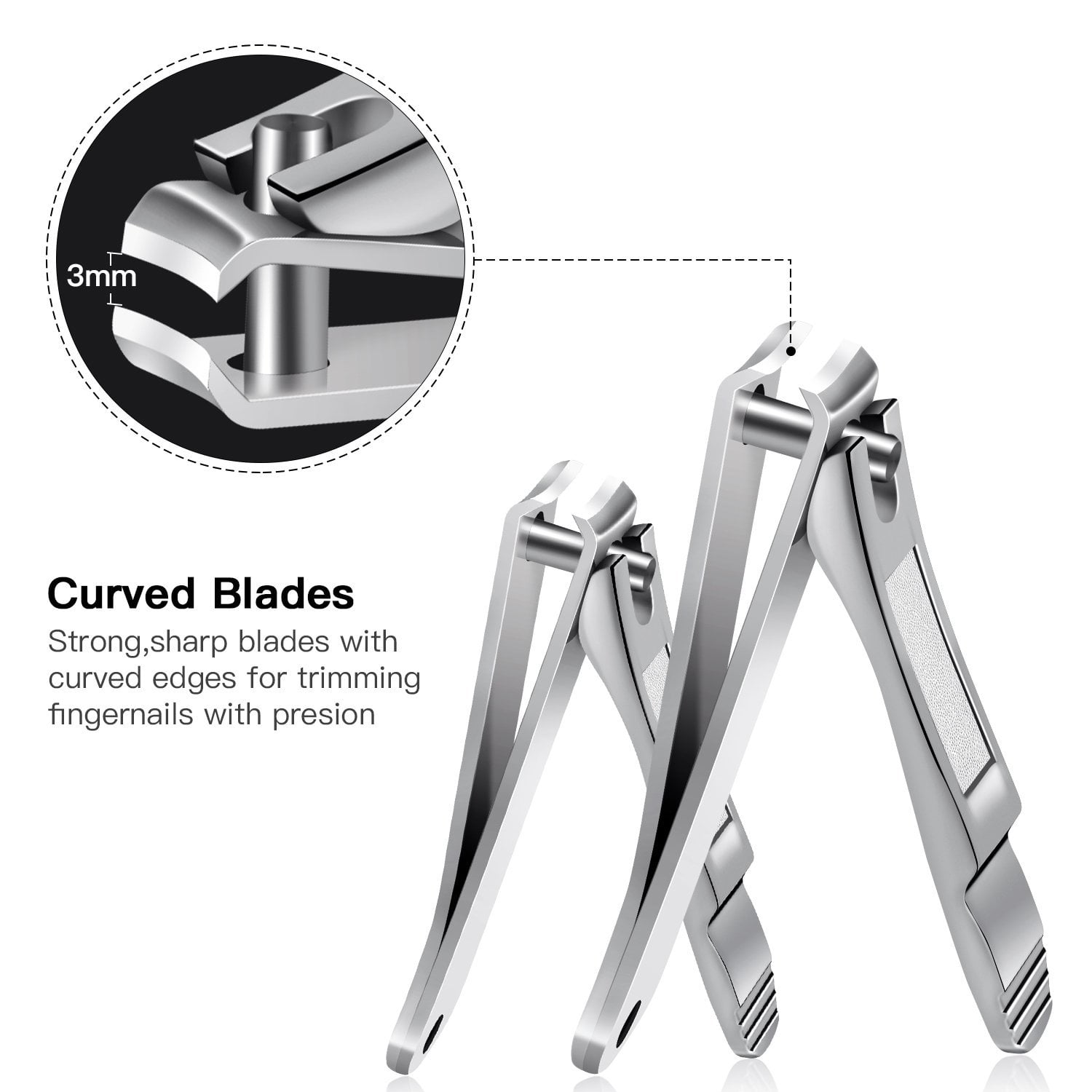 Bestope Stainless Steel Nail Clipper Set (Silver, 2 Piece) d9q95
