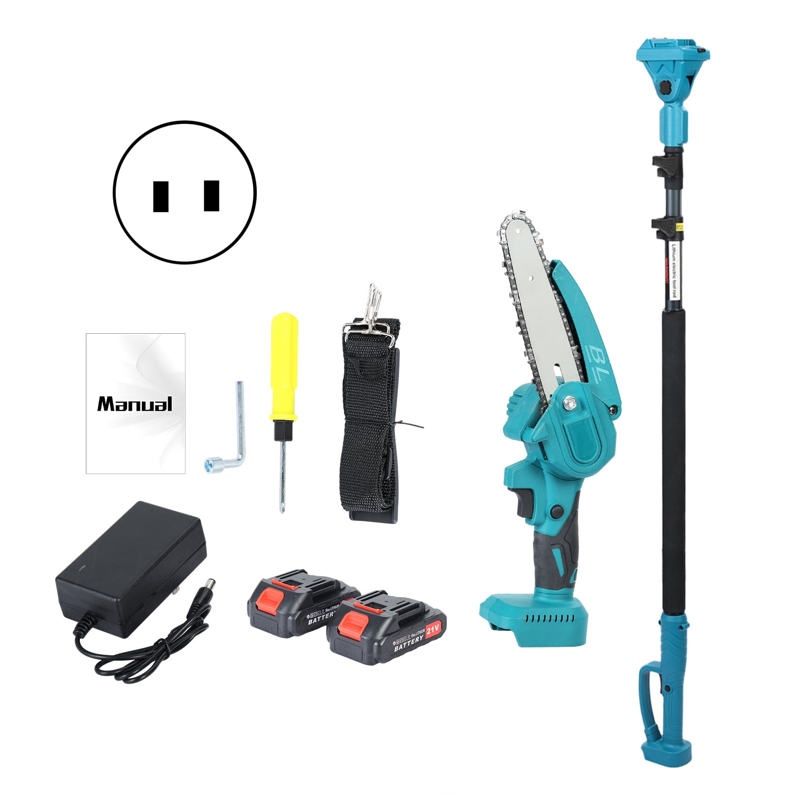 Arlohe 6-Inch Electric Pole Saw, Cordless Brushless Motor Tree Trimmer with Adjustable Extension Pole (4.6-9.8 ft) 5mner