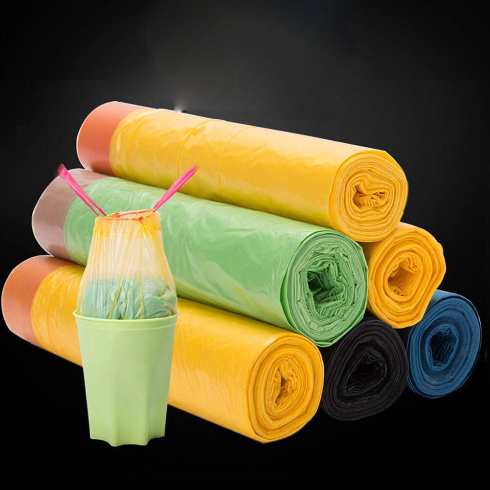 SCHWASO Colored Drawstring Garbage Bags Heavy-Duty Recycling Liners (Mixed Color, 90 Count) btht6