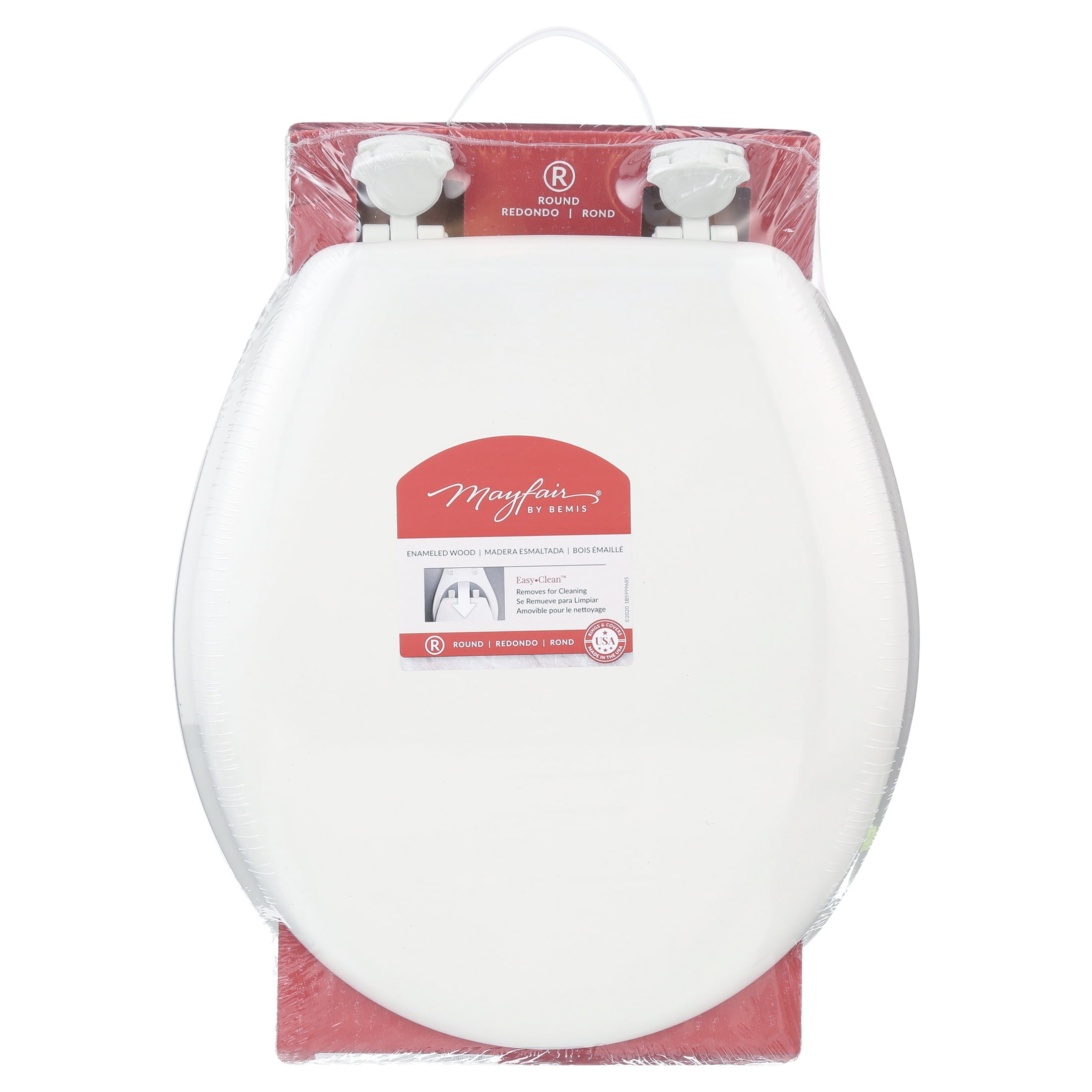 Mayfair Round Enameled Wood Toilet Seat with Easy-Clean Hinge (White, 16.5 in) 3ae82
