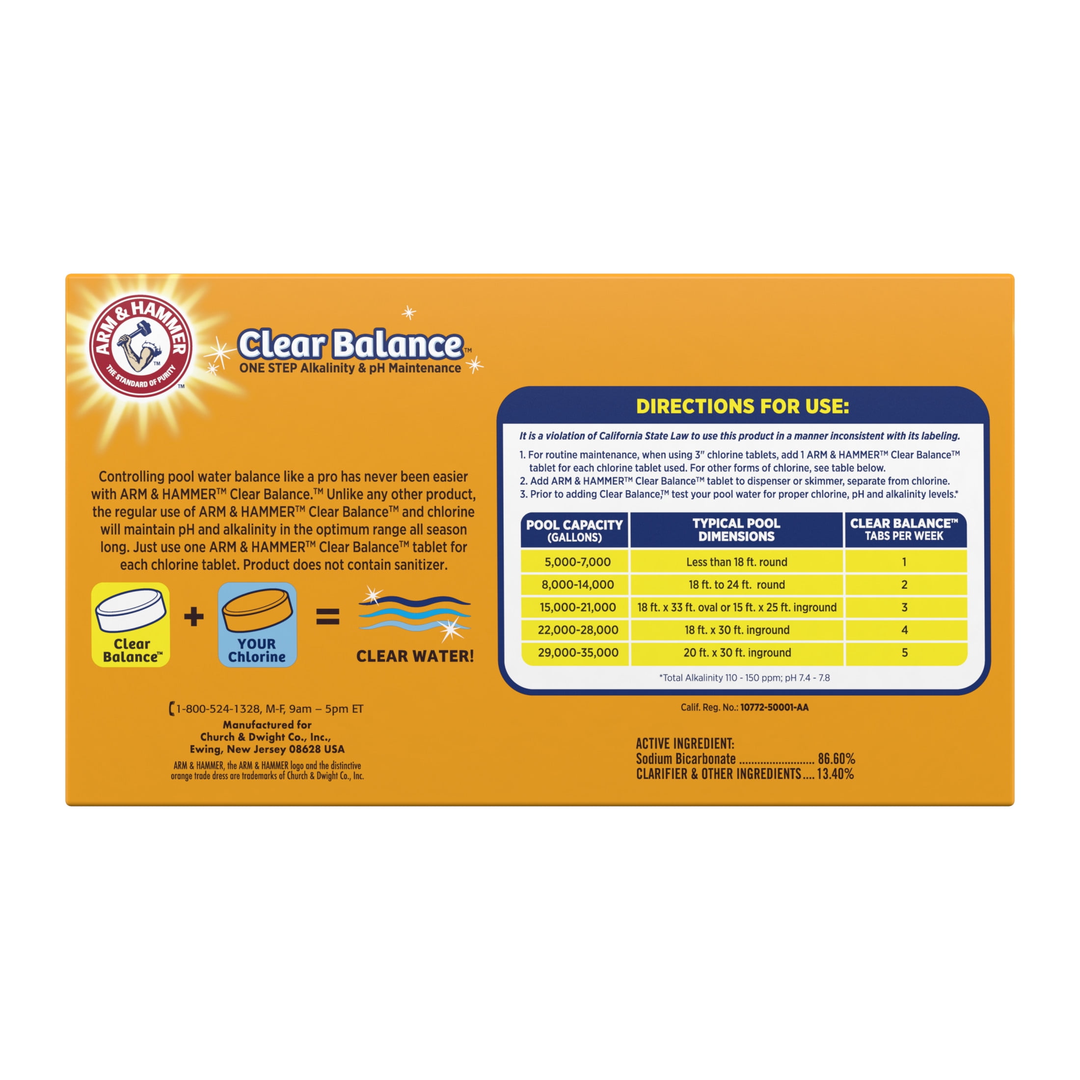 ARM & HAMMER Clear Balance Pool & Spa pH Maintenance Tablets (Clear, 24 Count) gesgg