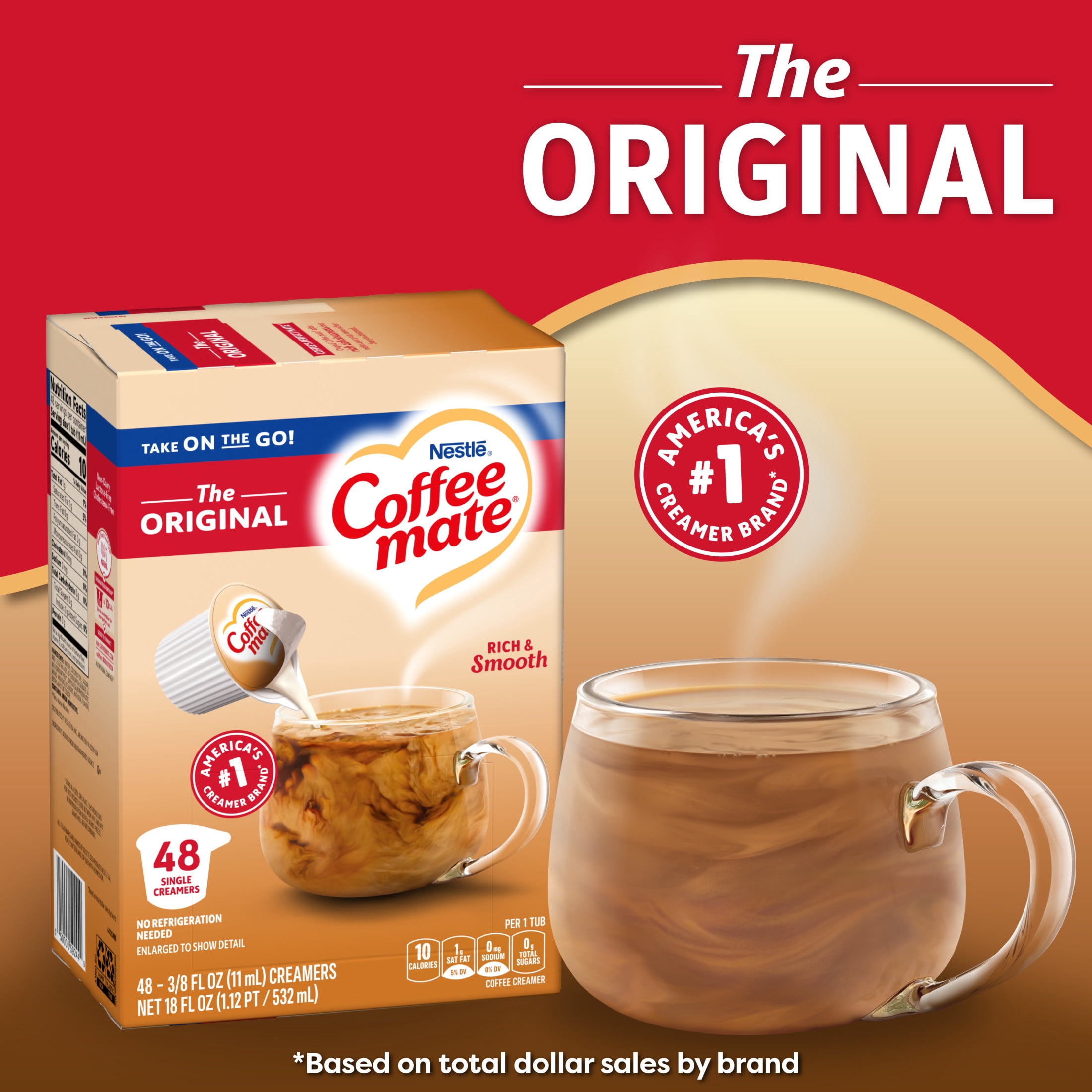 Coffee mate The Original Liquid Coffee Creamer Singles (Original, 48 Count) 7jlbs