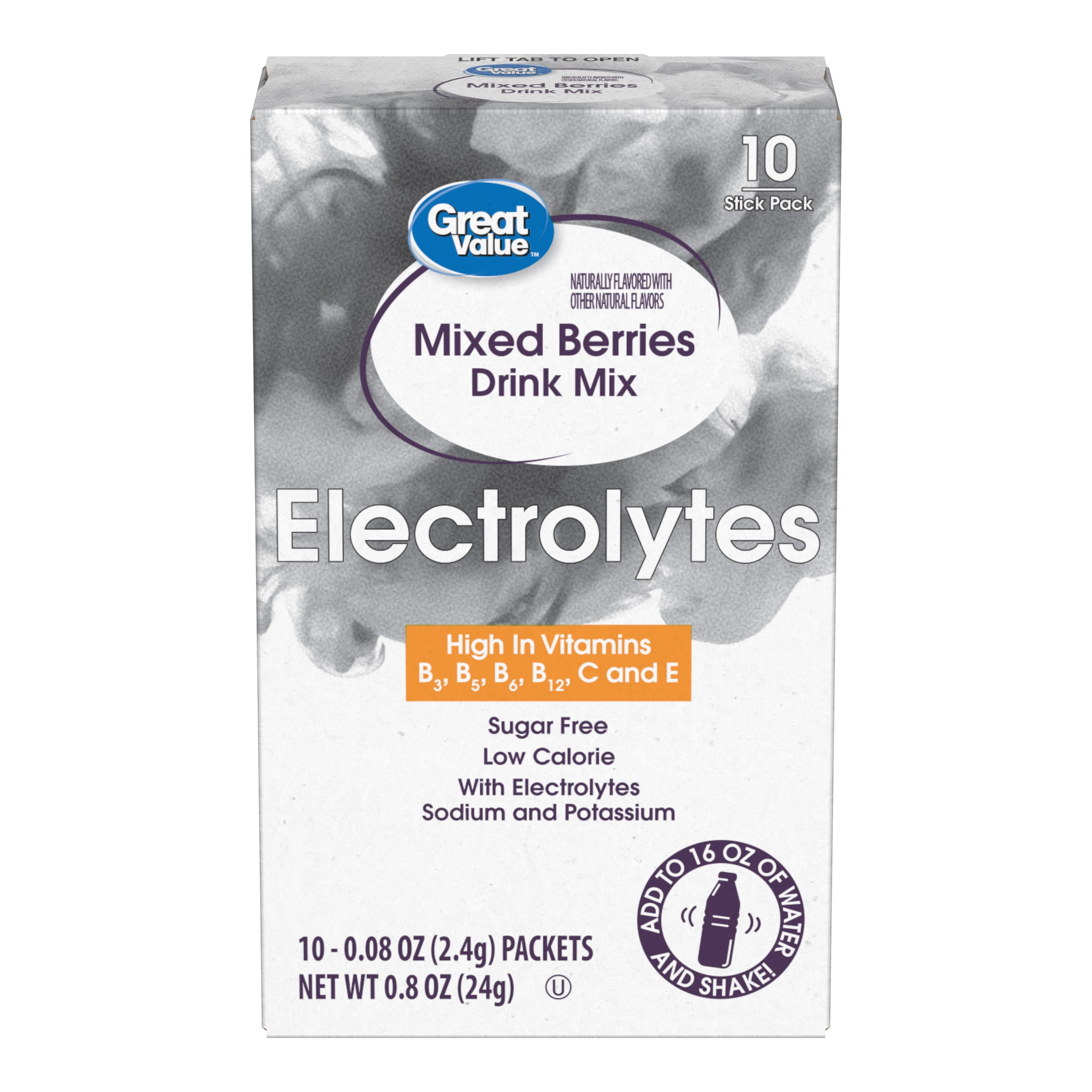 Great Value Electrolyte Drink Mix, Sugar-Free Mixed Berry Hydration Enhancer (10 Count, 0.85 oz) himff