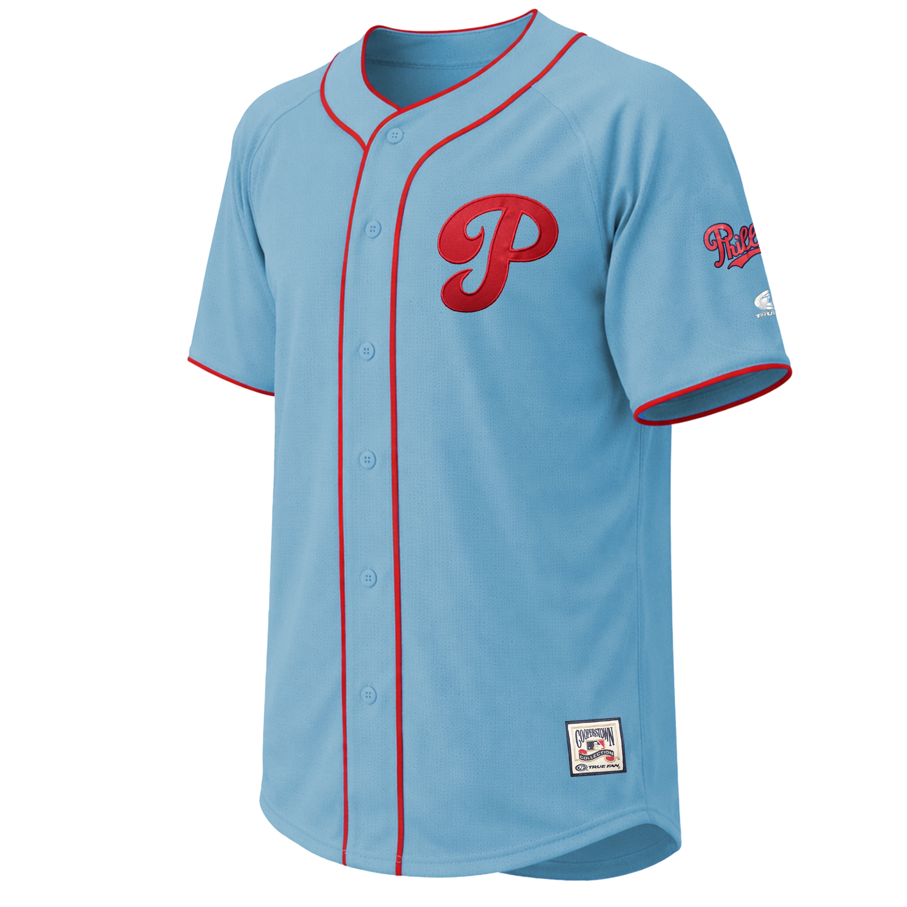 Philadelphia Phillies MLB Cooperstown Collection Men's Alternate Full Button Jersey (Red, Large) 4ne48