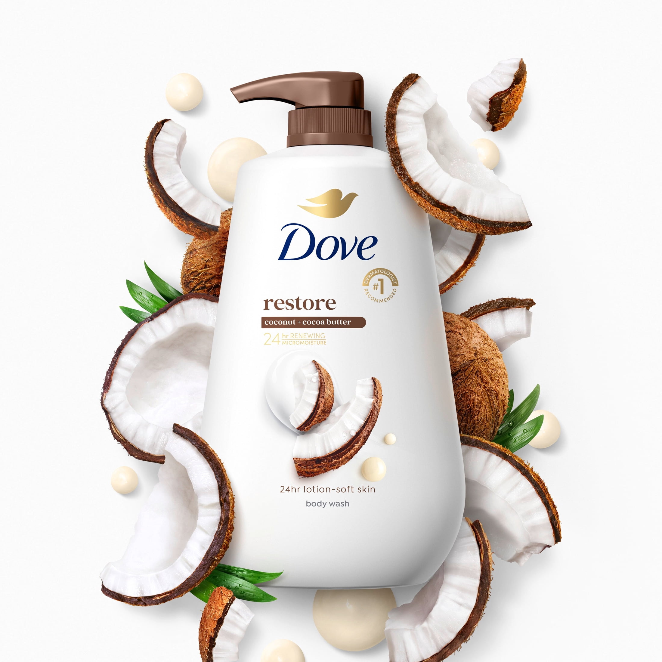 Dove Restoring Body Wash with Coconut and Cocoa Butter, Moisturizing Skin Cleanser (30.6 fl oz) fhi3w