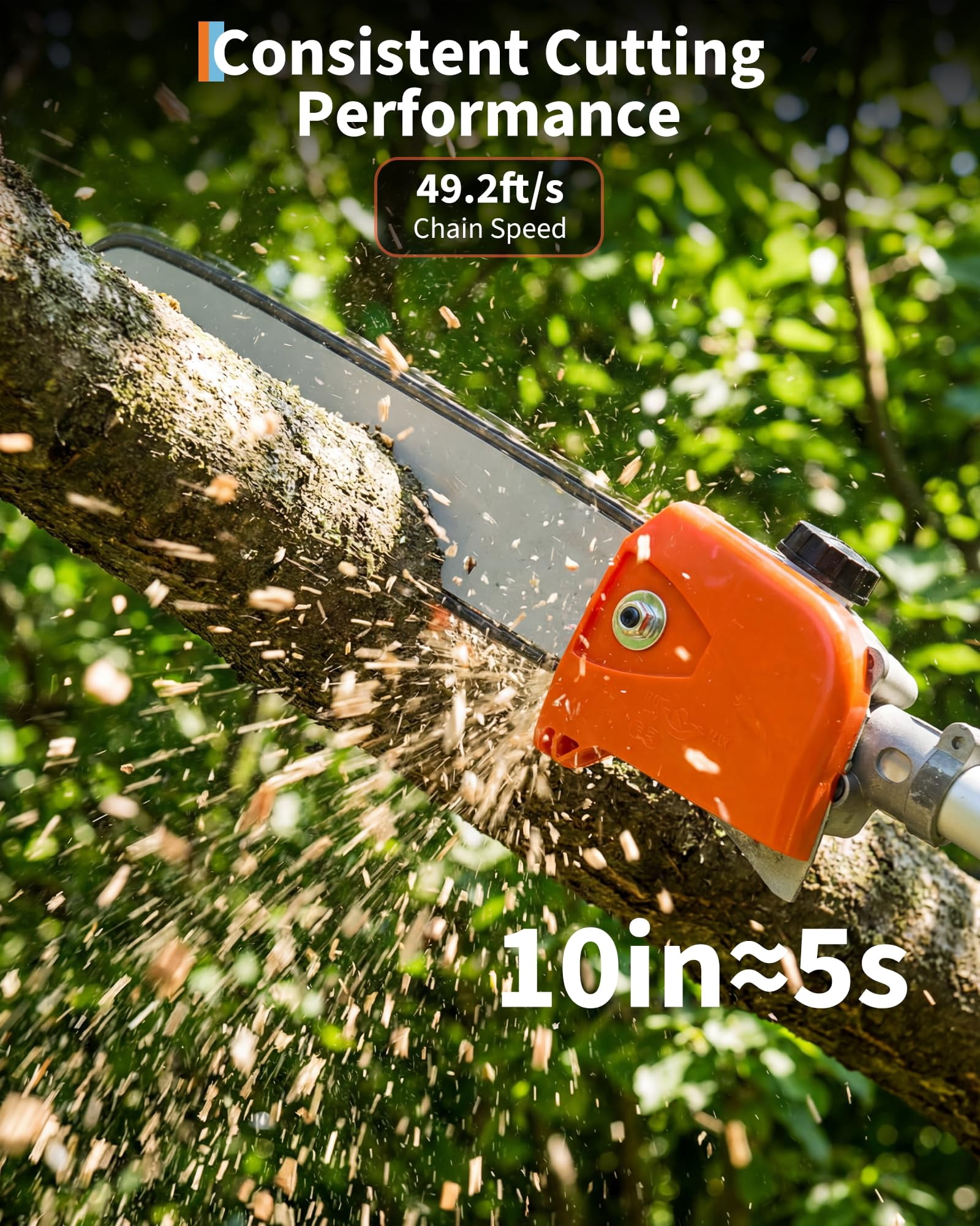Tuekys Gas Pole Saw for Tree Trimming, 43cc 2-Stroke Extendable Chainsaw, Professional Long Reach Branch Cutter (Blue, 9.5 ft) rh8xl