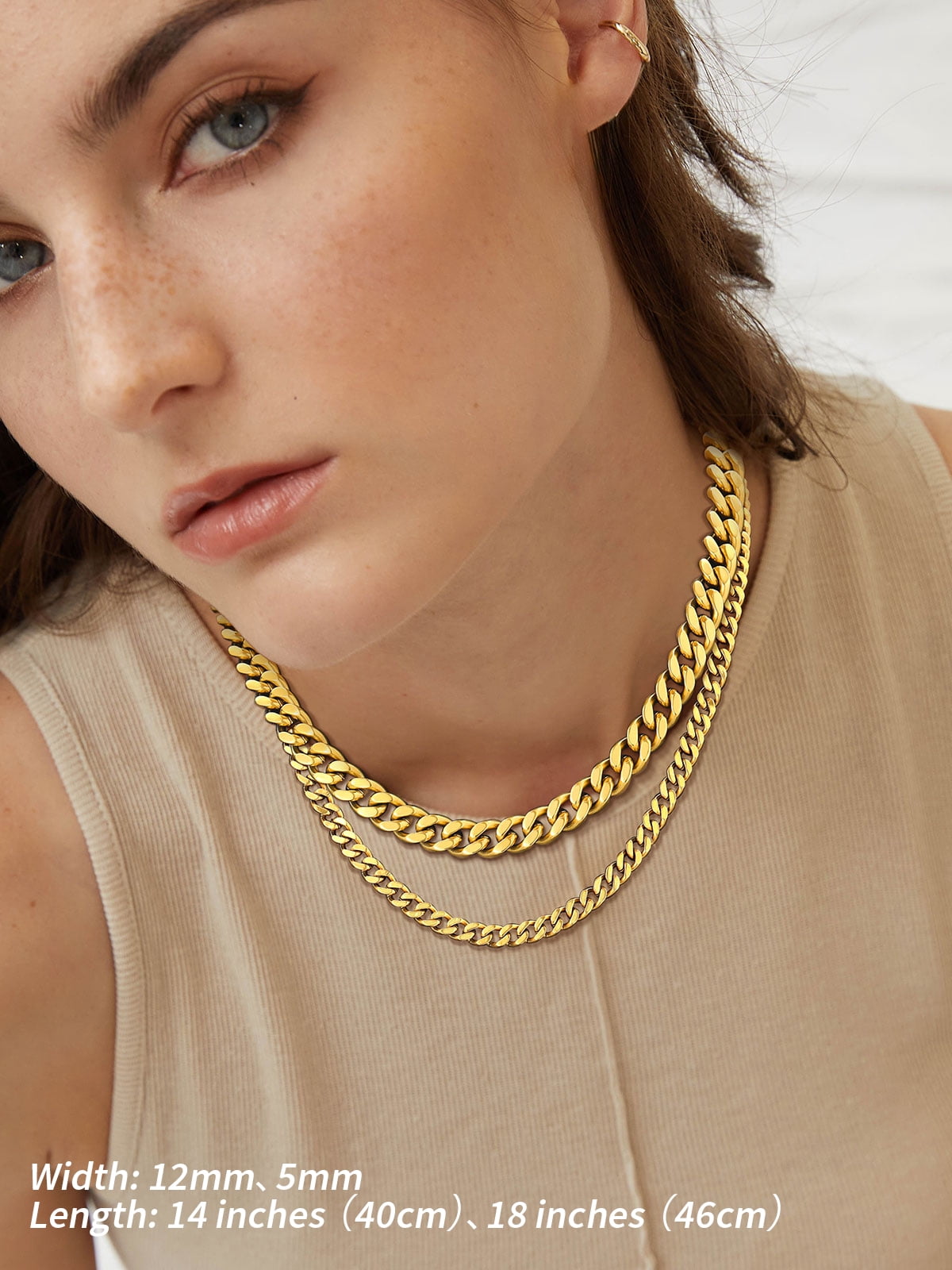 FindChic Cuban Link Chain Necklace for Men and Women (Gold, 14 in) zrgz0