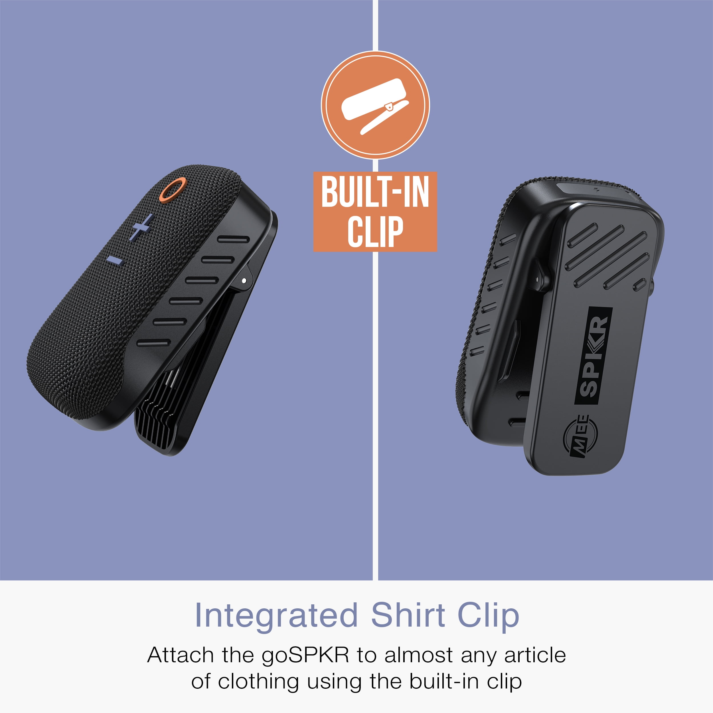 MEE audio goSPKR Wearable Bluetooth Wireless Clip-On Speaker with Built-in Microphone (Black, 1 Pack) q7hfl