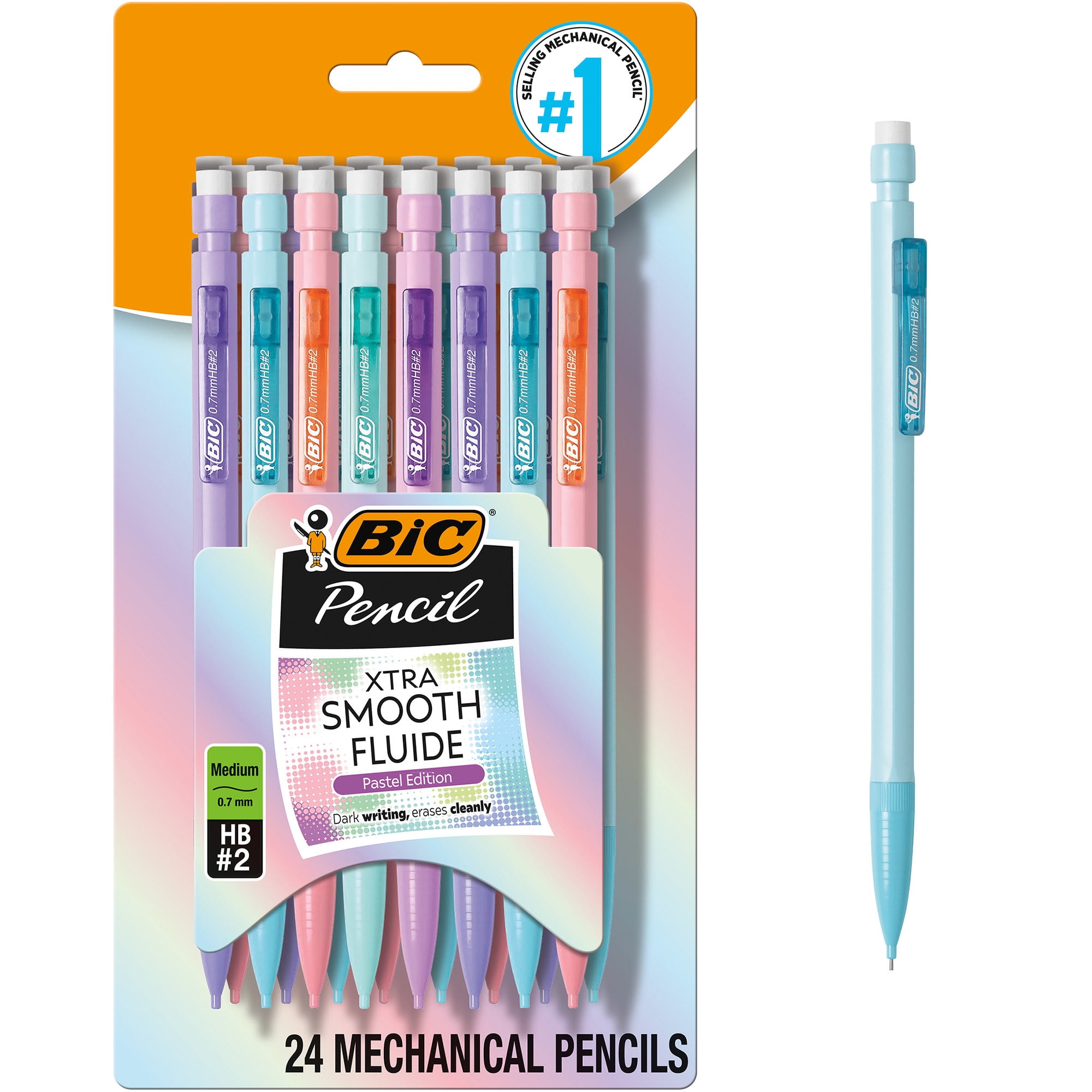 BIC Xtra Smooth Mechanical Pencils, No. 2 Lead, Smudge-Resistant, Pastel Barrels (24-Count) jsrr6
