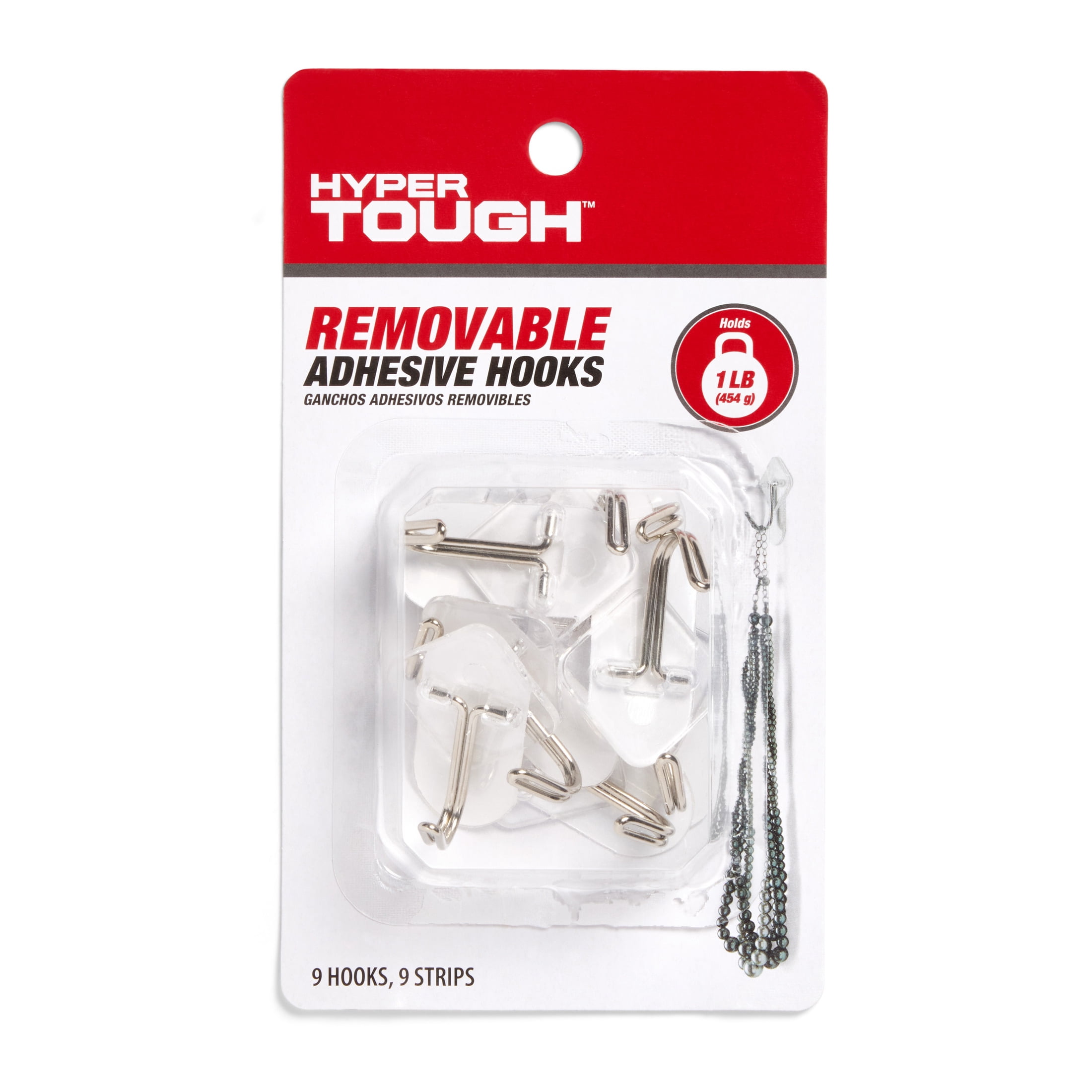 Hyper Tough Removable Hinged Adhesive Hooks for Wall Organization (Clear, 9 Pc) yd3ji
