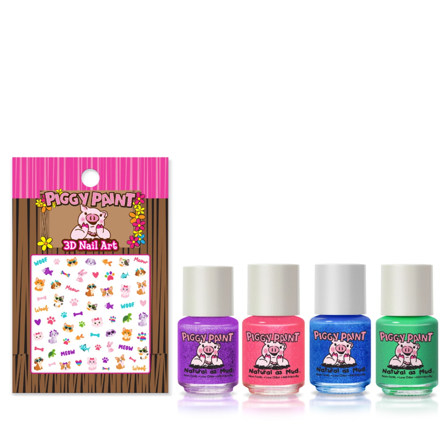 Piggy Paint PURRfect Paws Non-Toxic Nail Polish Gift Set for Kids and Pets (Multi-Color, 4 Pack, 1 fl oz) aa8y5