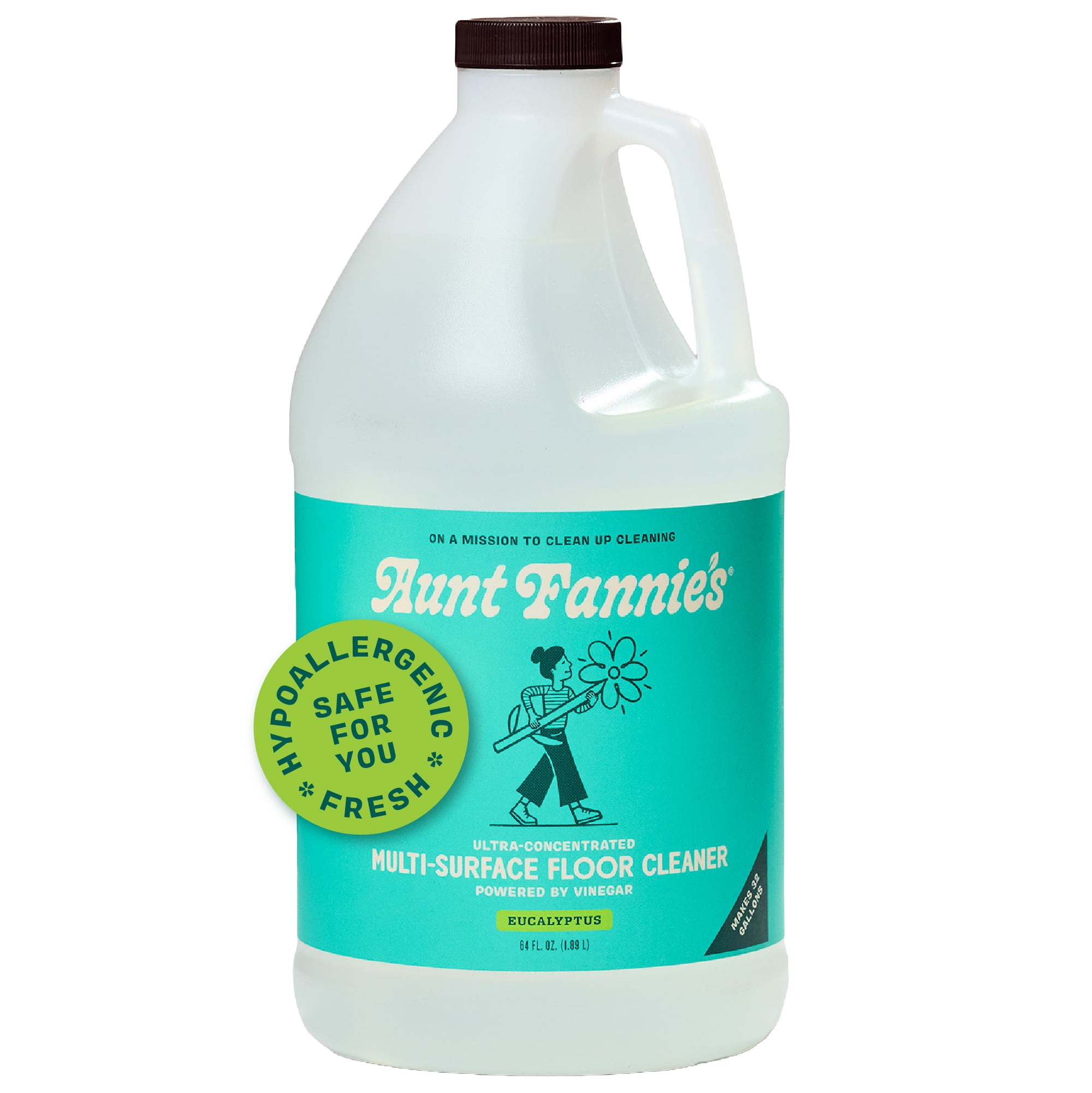 Aunt Fannie's Vinegar Floor Cleaner, Multi-Surface Concentrated Mopping Solution (Eucalyptus, 64 oz) ks4ck